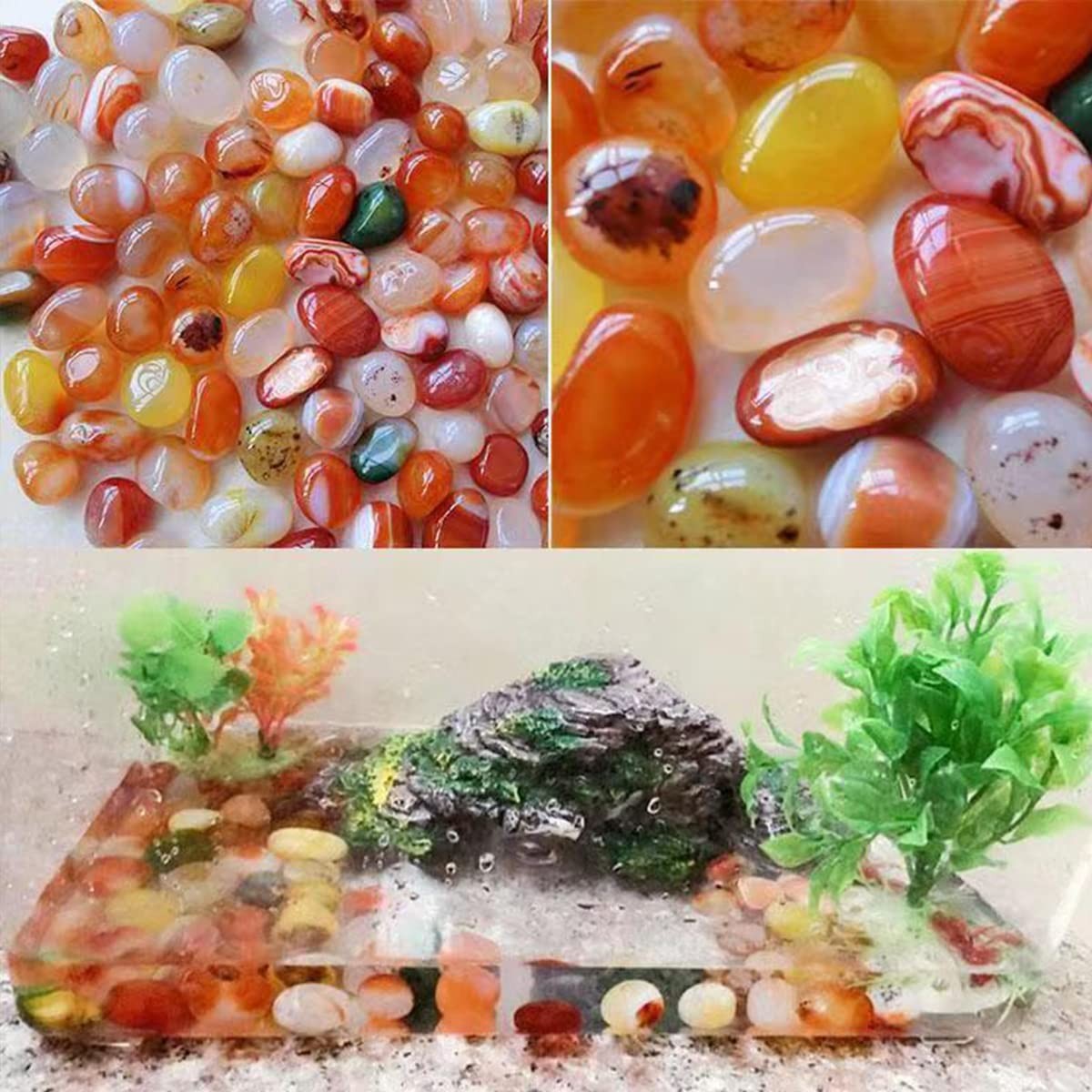 100 Pcs Mixed Agate Stone Tumbled Stones Natural Bulk Assorted Tumbled Polish…