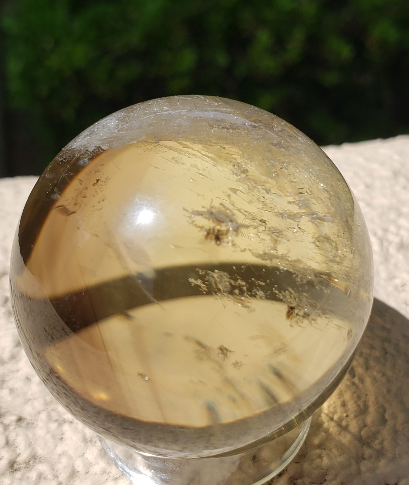 1.75″ Clear Smoky Citrine Quartz Crystal Sphere Ball Orb Rainbows, 122g