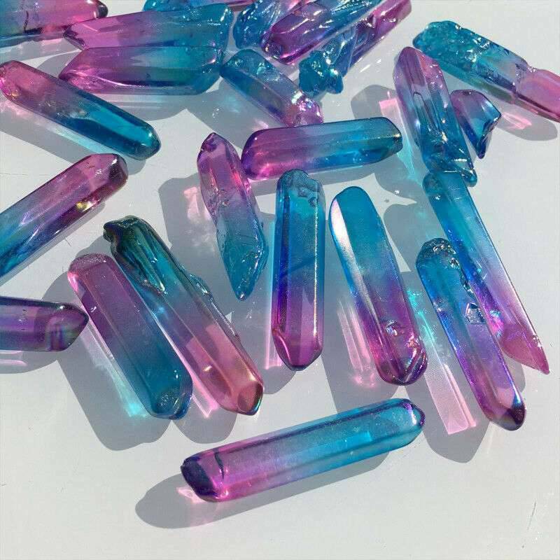 Crystal Quartz Rainbow 4-5cm Titanium Lemurian Healing Stone Aura Fluorite