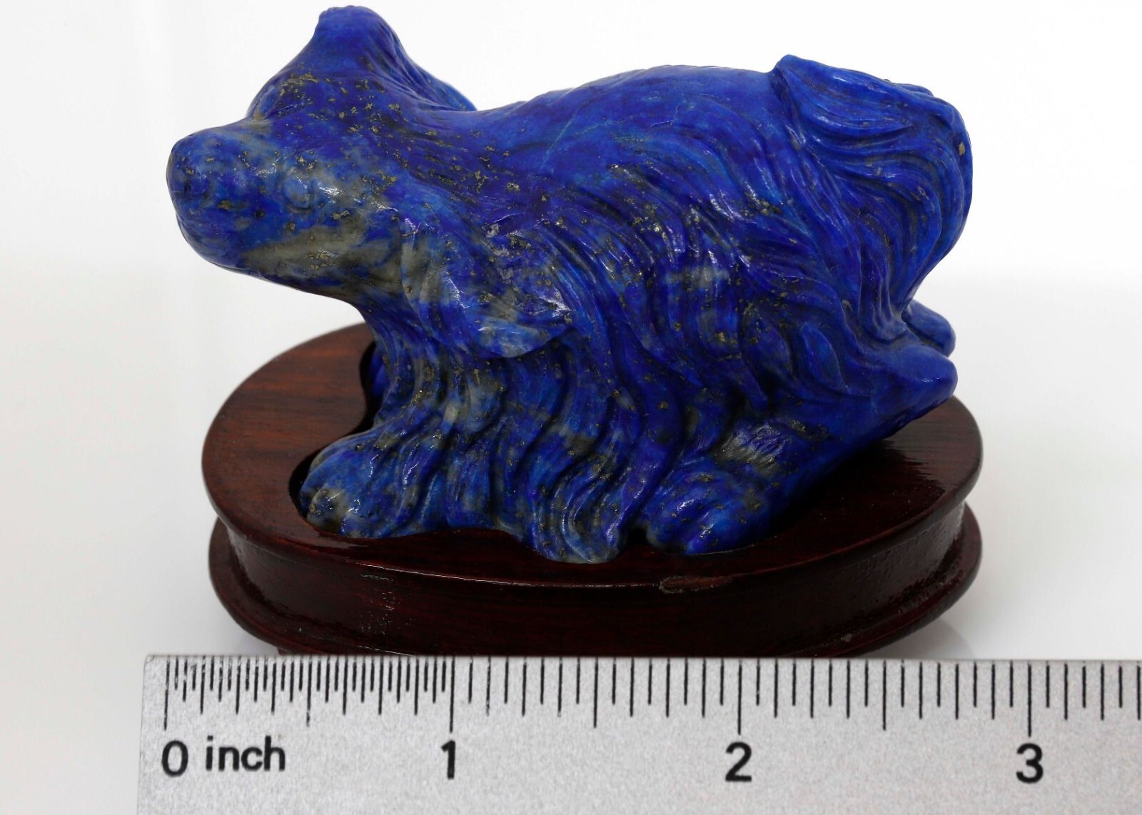 Hand-carved and hand-polished natural lapis dog carving