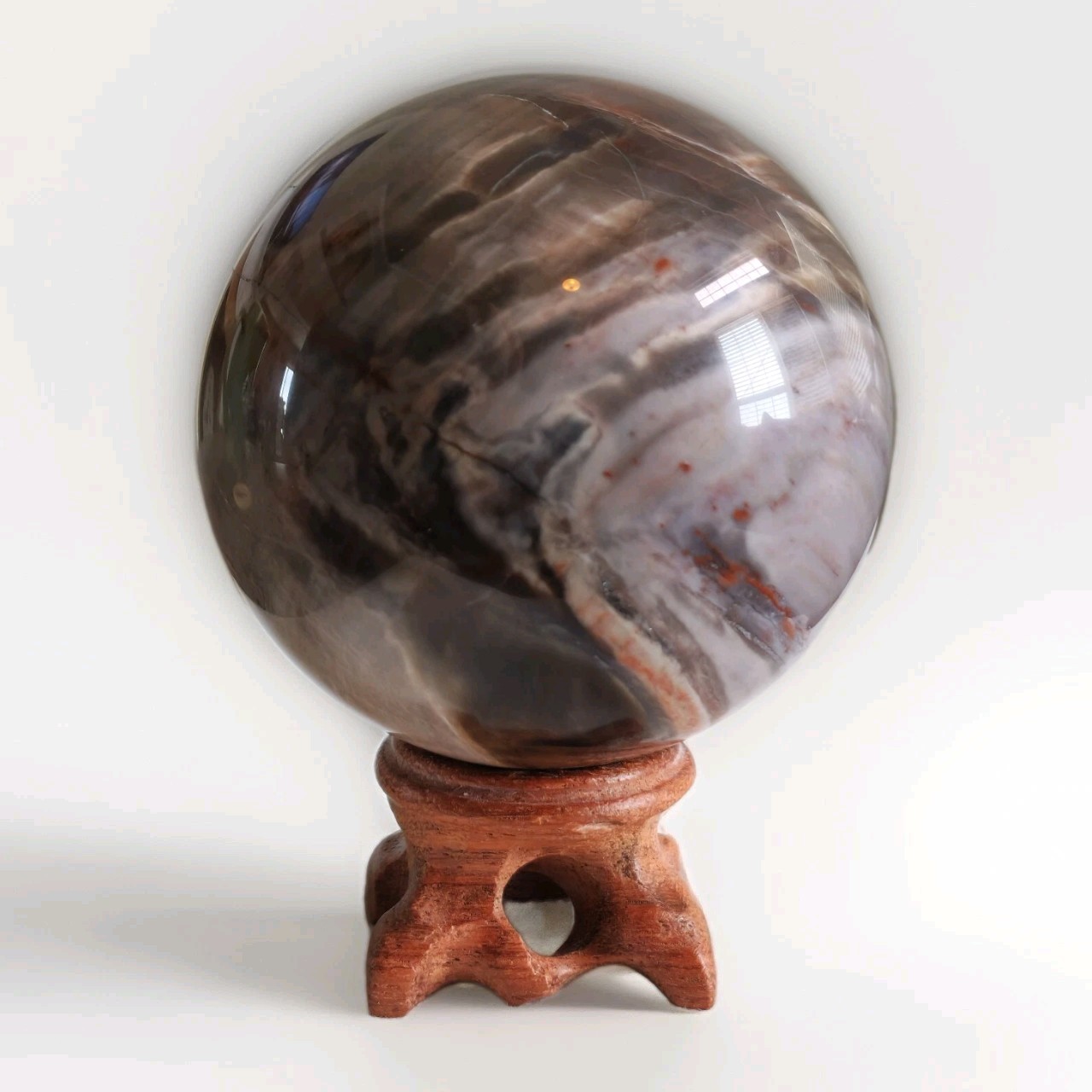 Natural Polished Petrified Wood Decorative Sphere 2.75″ w Stand – USA