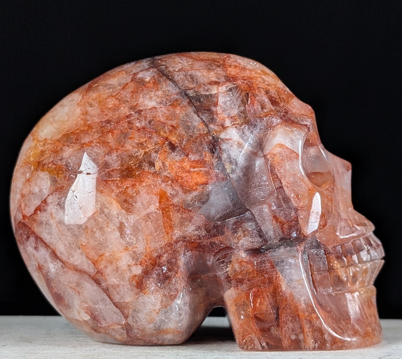 Red Fire Quartz Skull Carving Crystal Gemstone Large Big Chakra Reiki