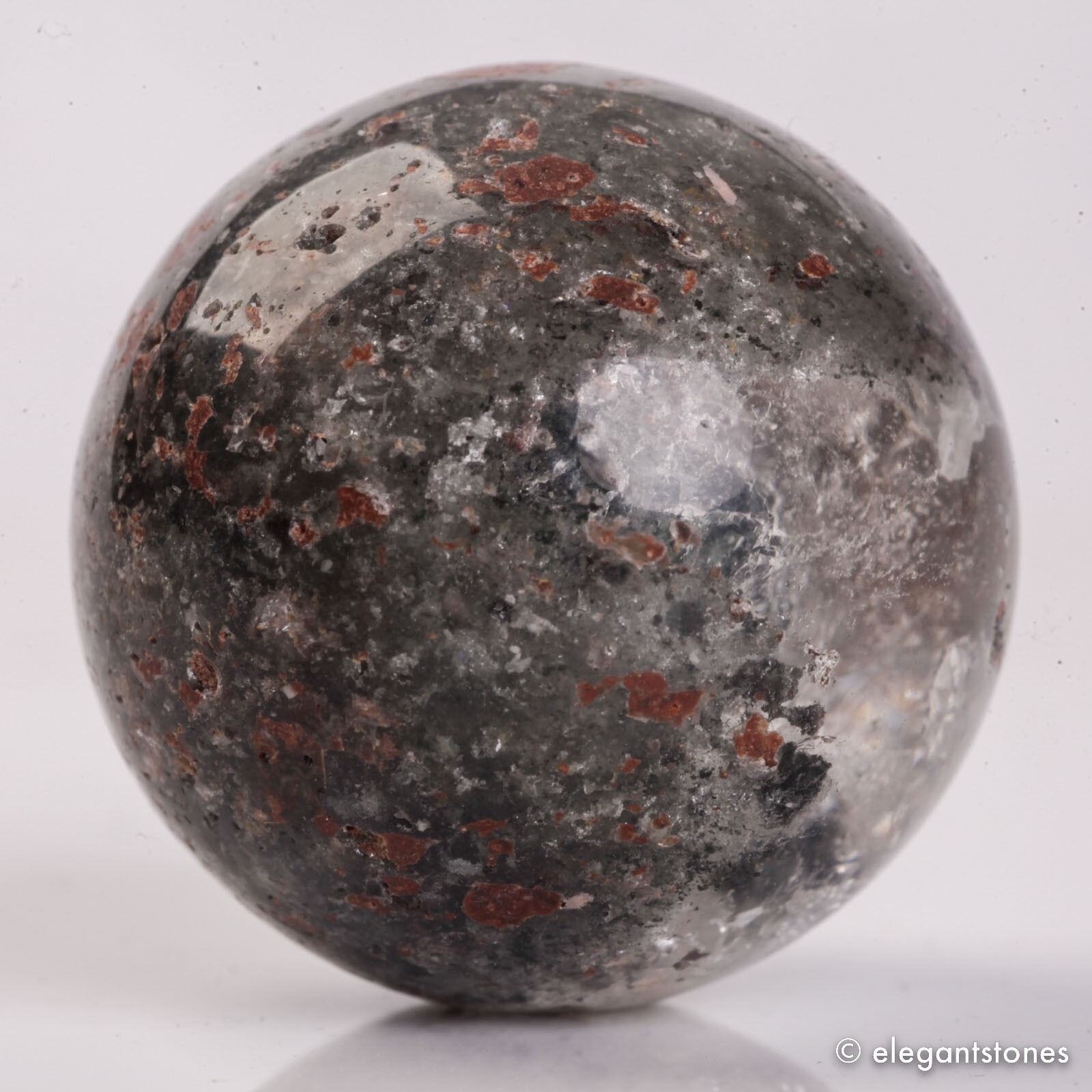 56g34mm Natural Garden/Phantom/Ghost/Lodolite Quartz Crystal Sphere Healing Ball