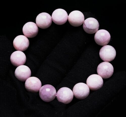 13mm Natural Purple Kunzite Crystal Round Cat’s Eye Beads Bracelet B25