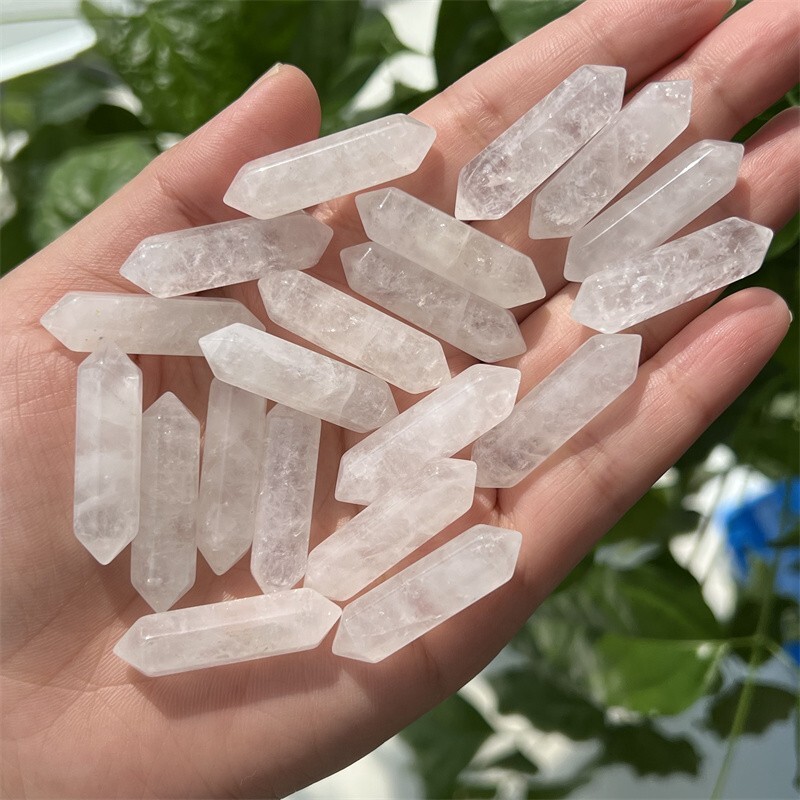 10pcs natural clear quart obelisk quartz crystal wand double point reiki healing