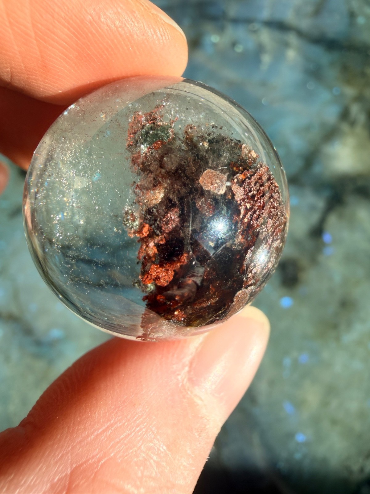 Garden Quartz Sphere From Brazil, 1.08″ | Scenic Lodolite Crystal Sphere