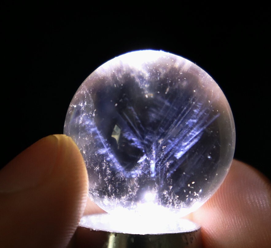 26mm Natural Blue Angel Feathers Clear Quartz Crystal Stone Sphere Ball Healing