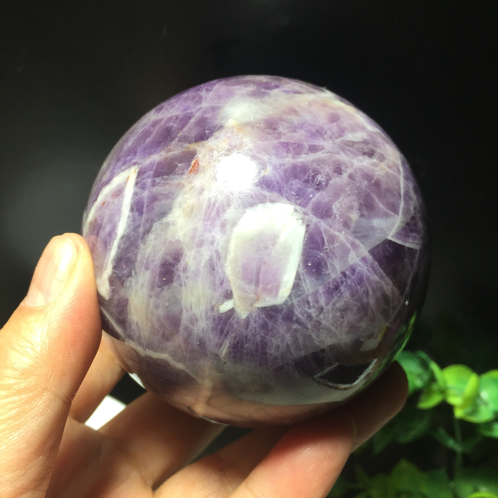556g 73mm Natural Dreamy Amethyst ball quartz crystal sphere healing 214