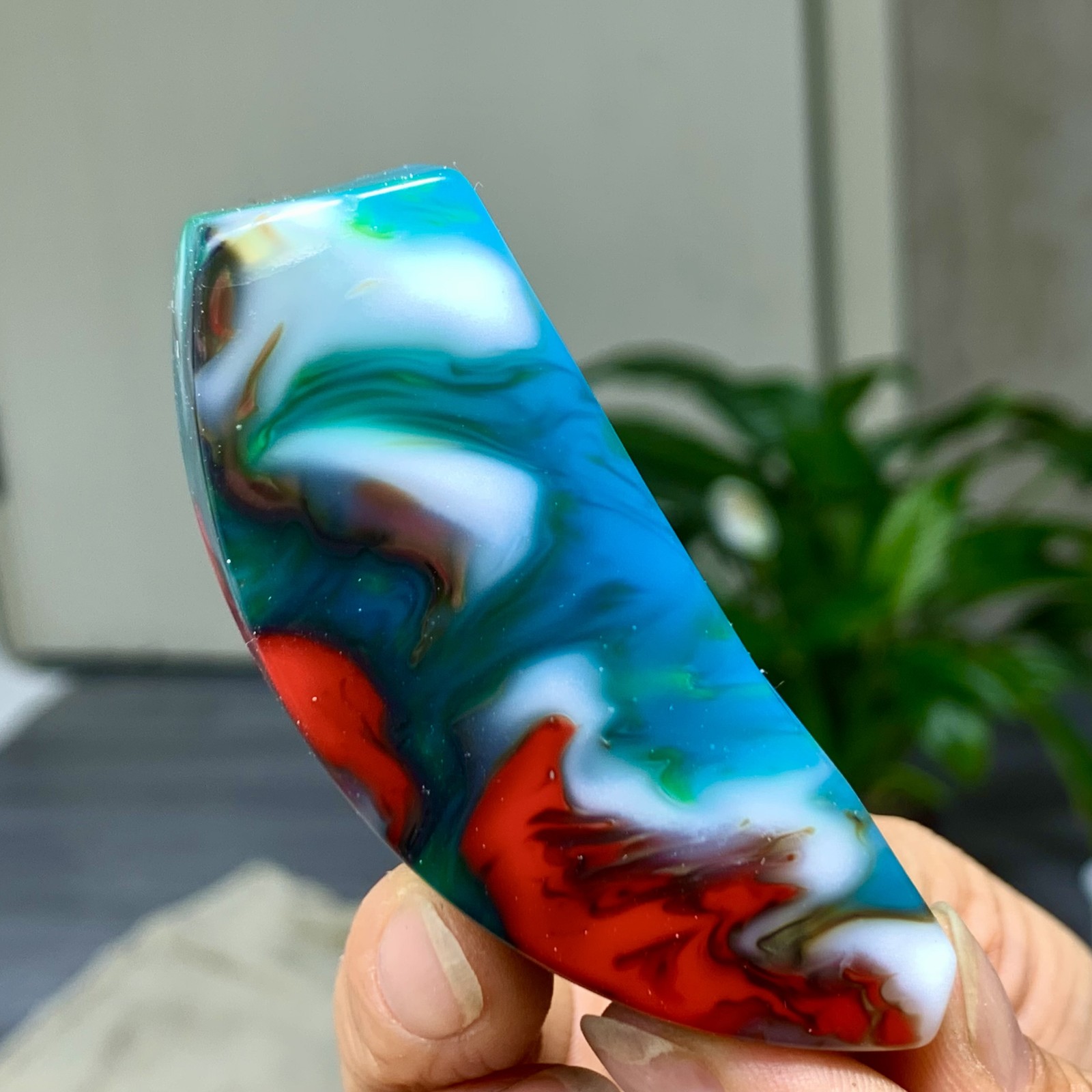 80G Natural NanHong Agate block multicolored Pattern Cabochon mineral Crystal
