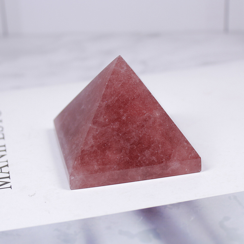 3-5CM Natural Strawberry Quartz Pyramid Healing Specimen Decoration DIY