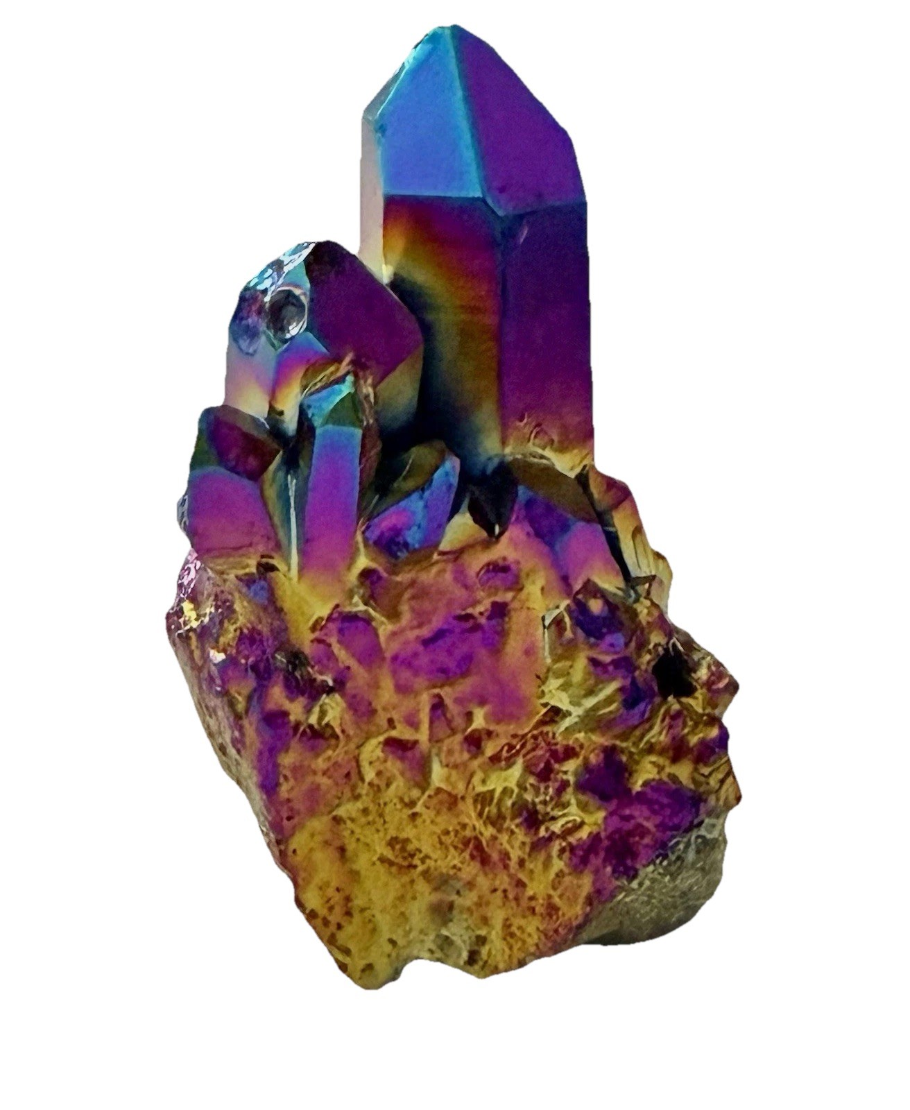 4” Colorful Bismuth Aura Rainbow Titanium Quartz Crystal Cluster
