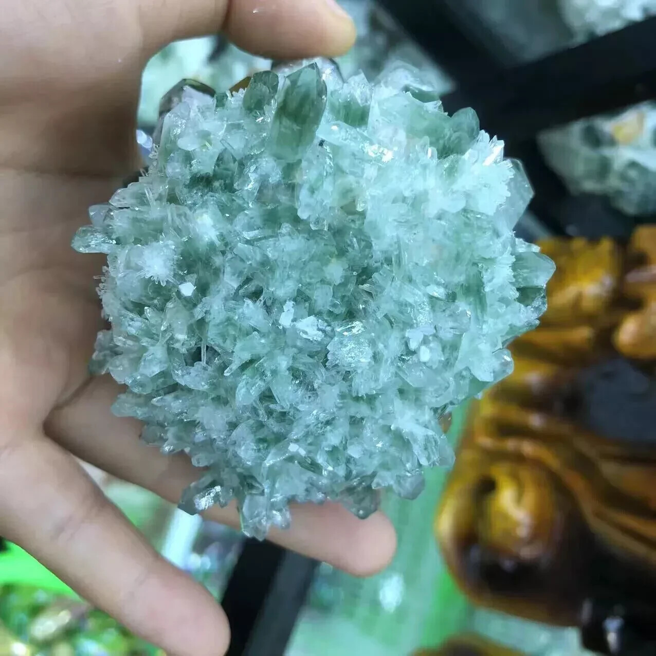 300g+New find Green Yellow Phantom Quartz Crystal Cluster Mineral Specimen Gem