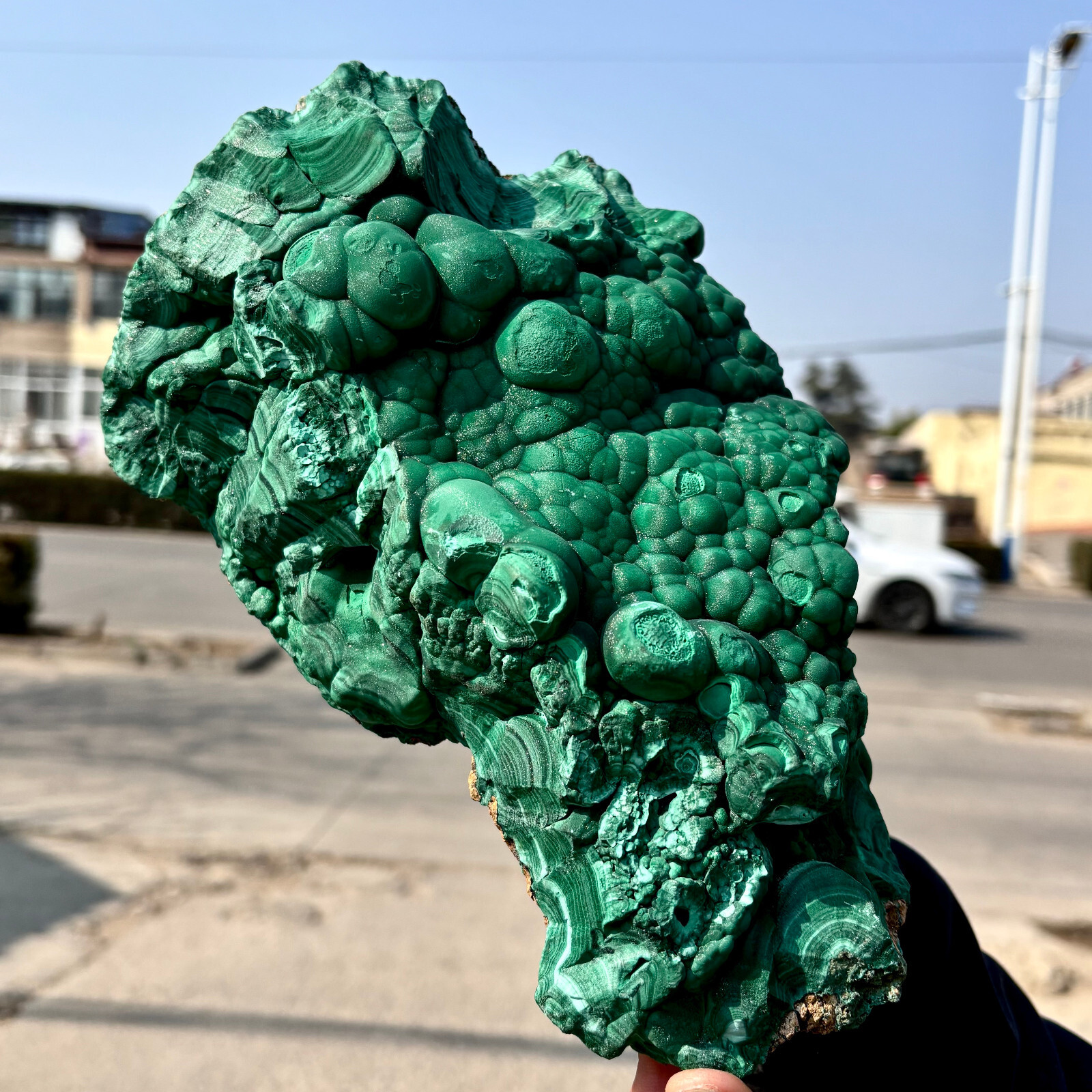 10LB natural glossy Malachite cat eye transparent cluster rough mineral sample