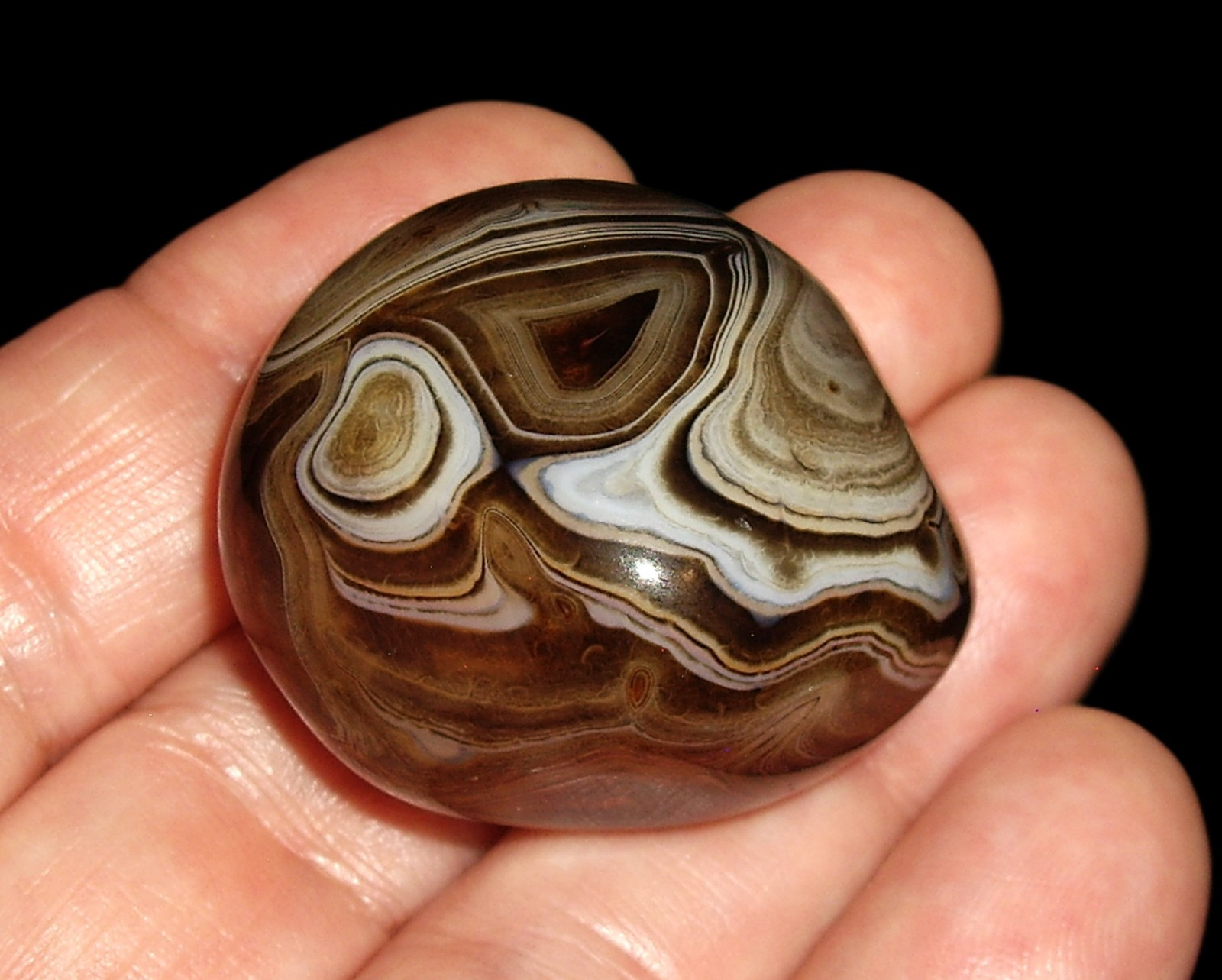 Beautiful Translucent Banded Agate Polished Pebble from Madagascar 28.6g