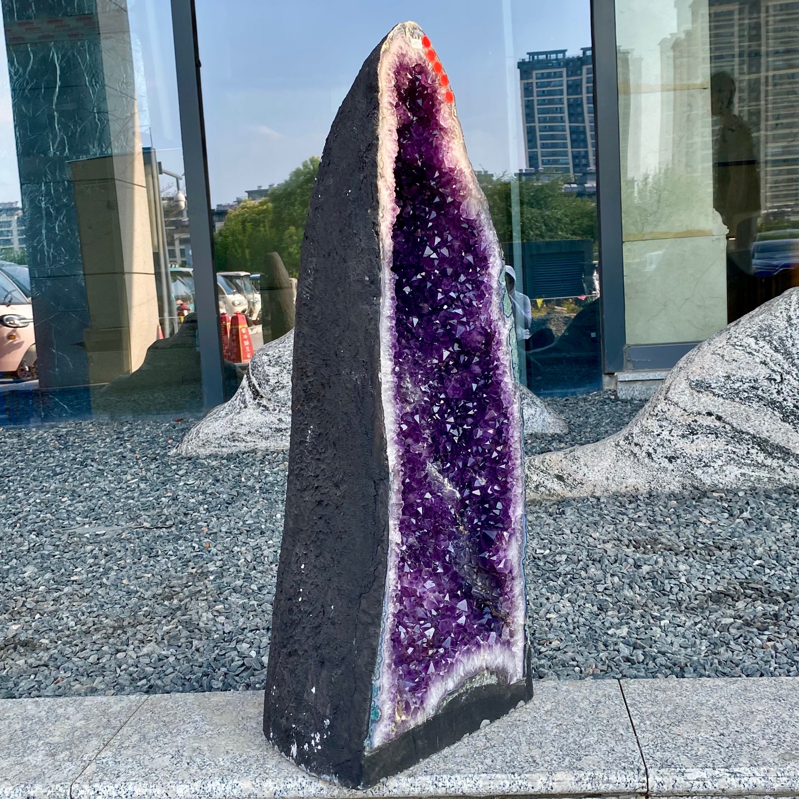 105LB Natural Amethyst Geode Quartz Crystal Cluster Cathedral Energy healing
