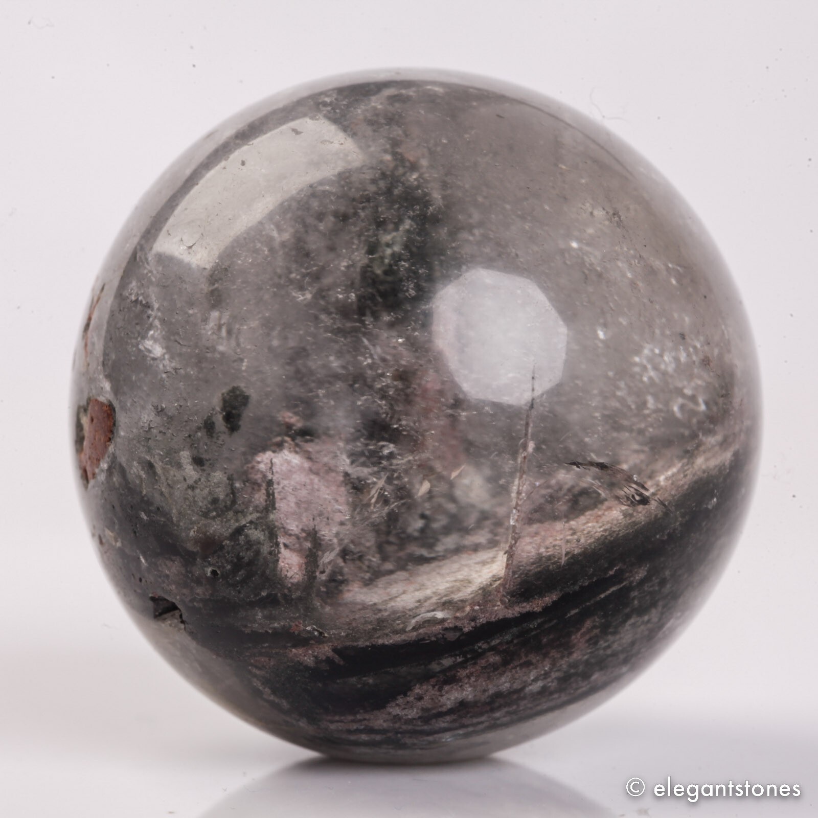 62g35mm Natural Garden/Phantom/Ghost/Lodolite Quartz Crystal Sphere Healing Ball