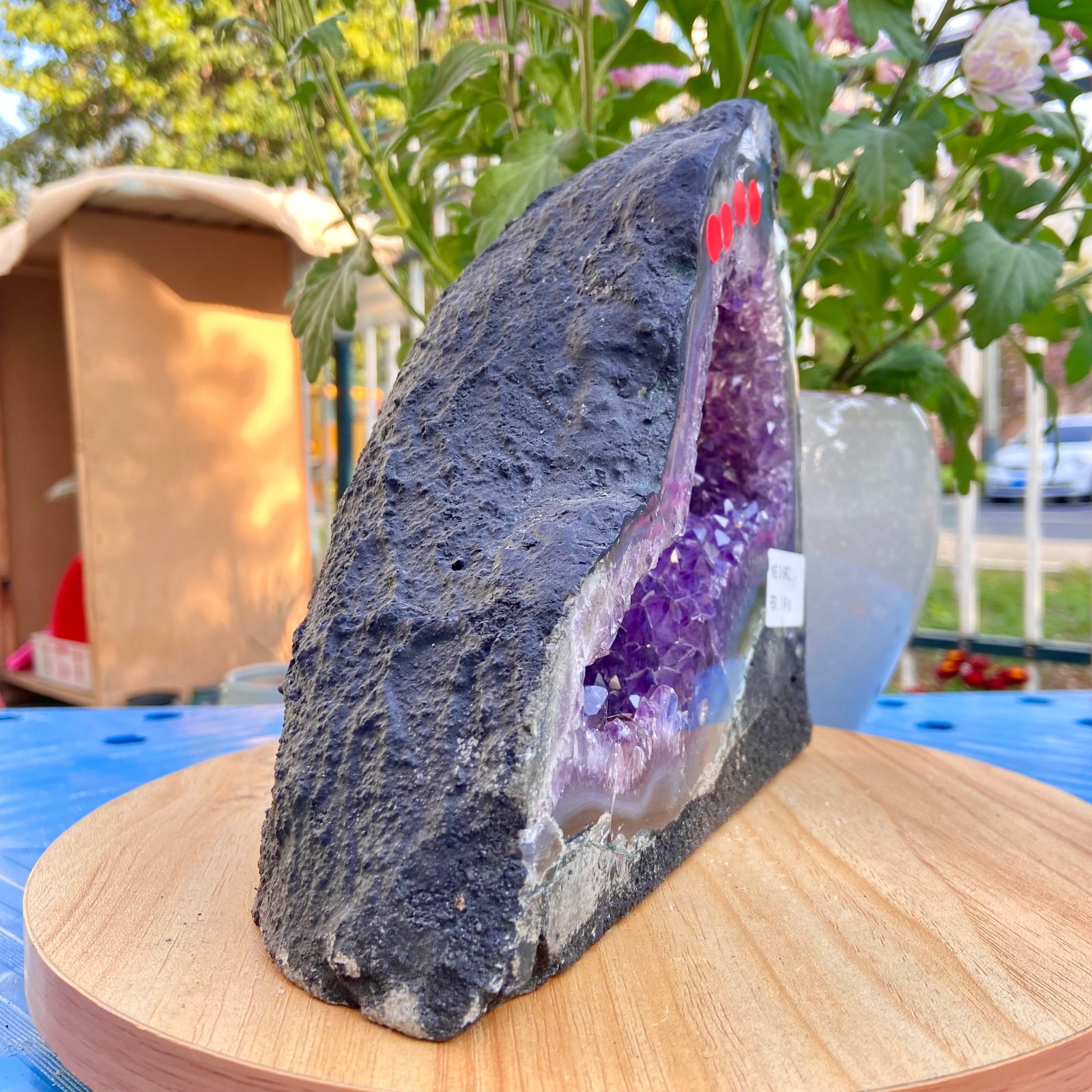 7.6LB Natural Amethyst Geode Quartz Crystal Cluster Cathedral Energy healing