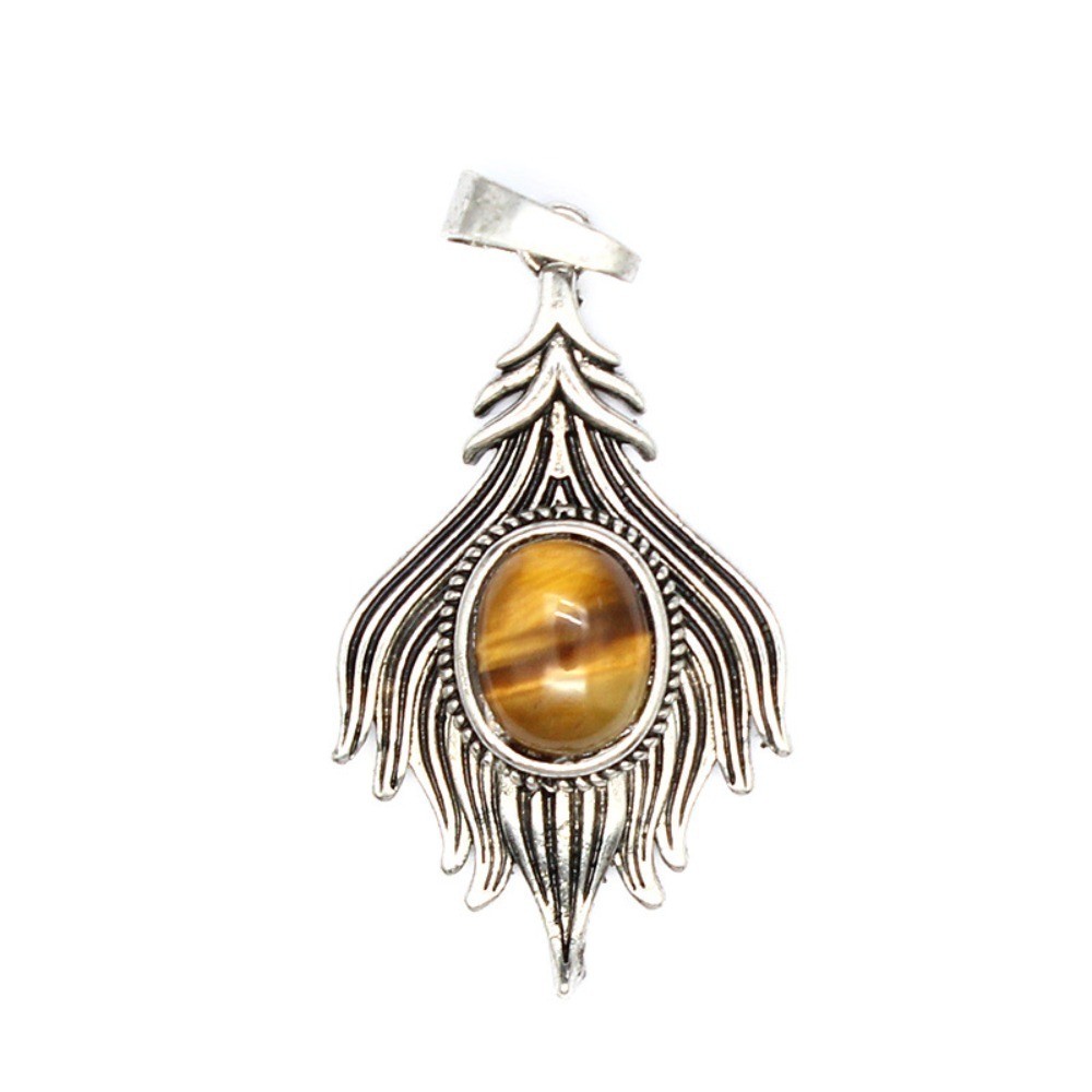 Vintage Fox Tail Charm Pendant Crystal Stone DIY HandCarved Fashion Jewelry Gift