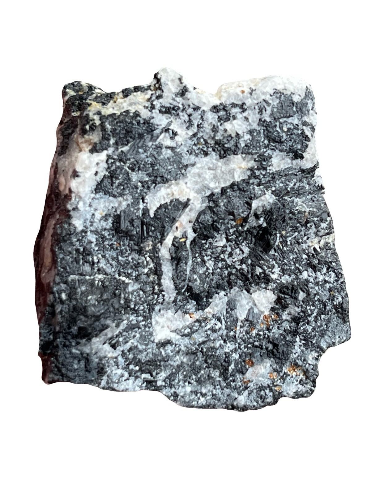 Black Tourmaline, Red Garnets And Quartz. Crystals Gemstones Rocks Minerals