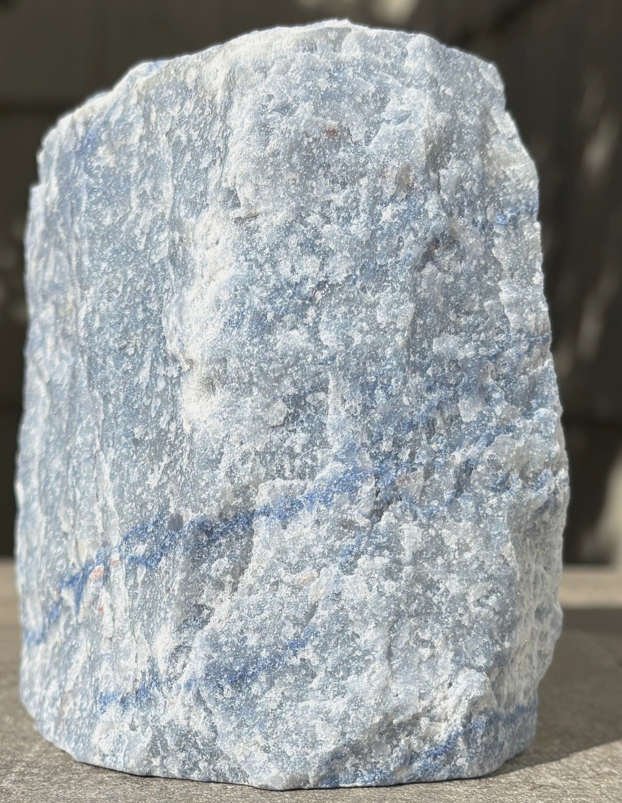 USA SALE 2.65LB BLUE QUARTZ VASE CONTAINER 4″x3.8″x3″ AVENTURINE PLANTER HOLDER