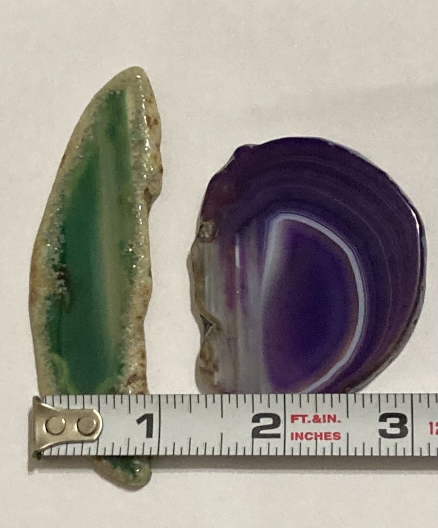 Set Of 2 Natural Quartz Agate Crystal Geode Druzy Cut Slice Gemstones 29G & 20G