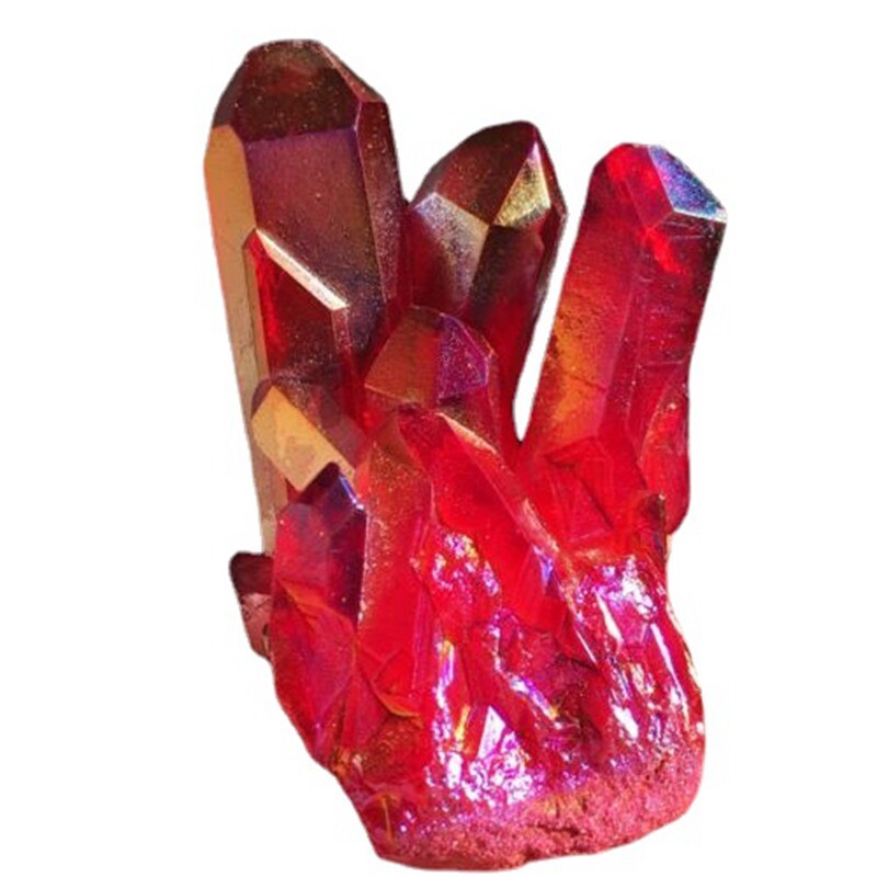 50g Natural Aura Red Titanium Geode Quartz Crystal Cluster Rough Gemstone Reiki