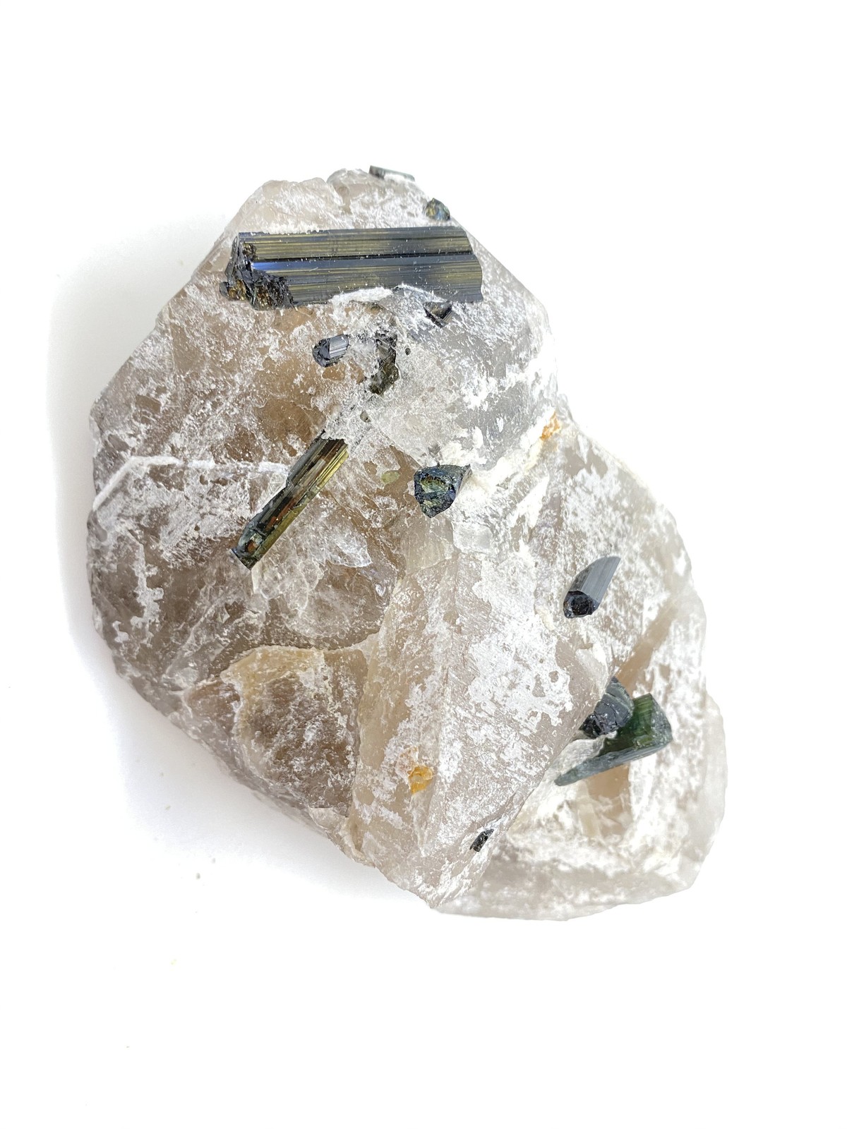 Natural Raw Green Tourmaline in Quartz Crystal from Brazil – 16