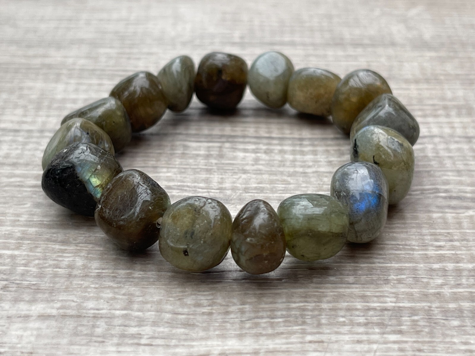 Grade A++Labradorite Tumbled Bracelet 8-12mm,Genuine Labradorite Nugget Gemstone