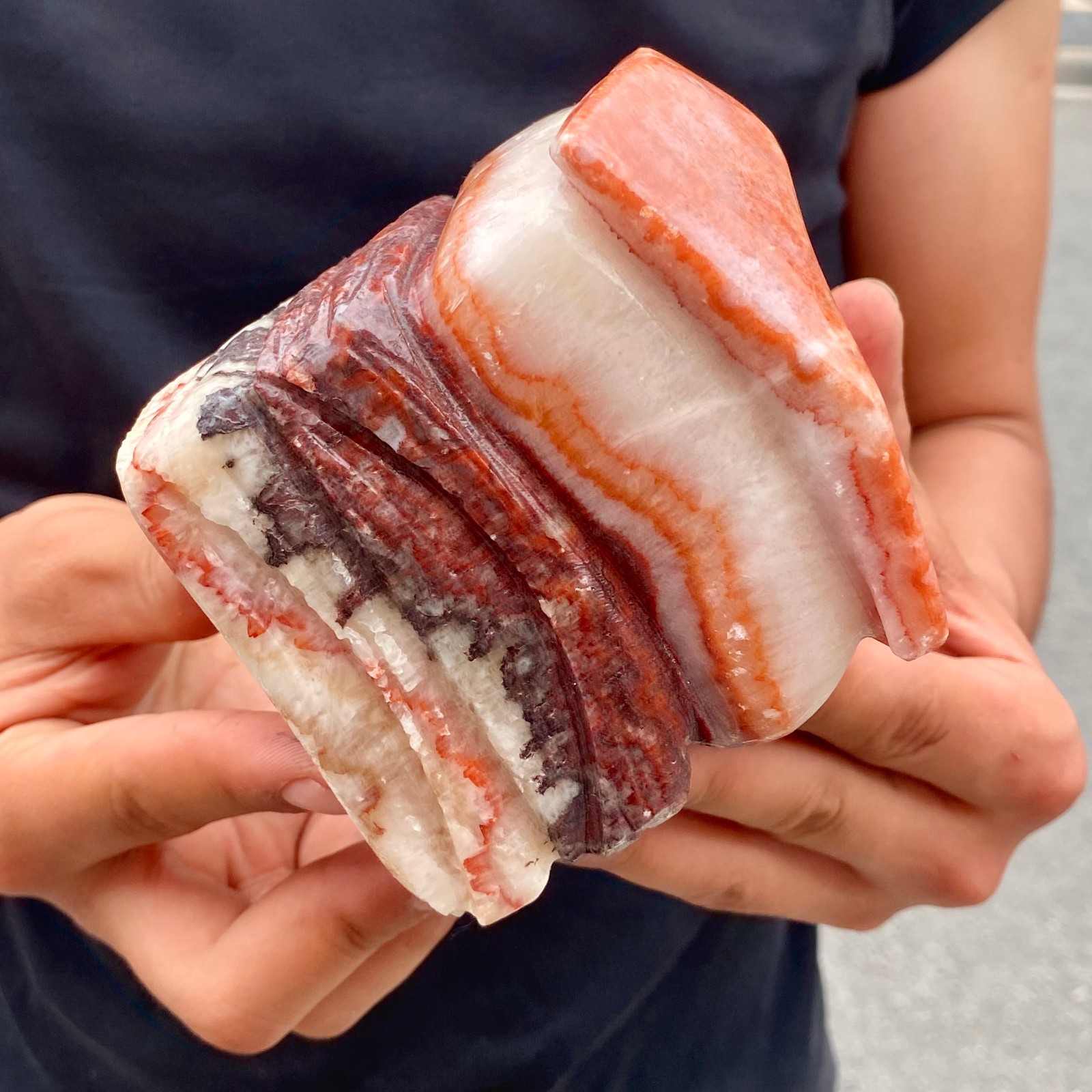4.2LBNatural Pork Belly Stone Meat Shape Calcite Feng Shui Home Display Ornament