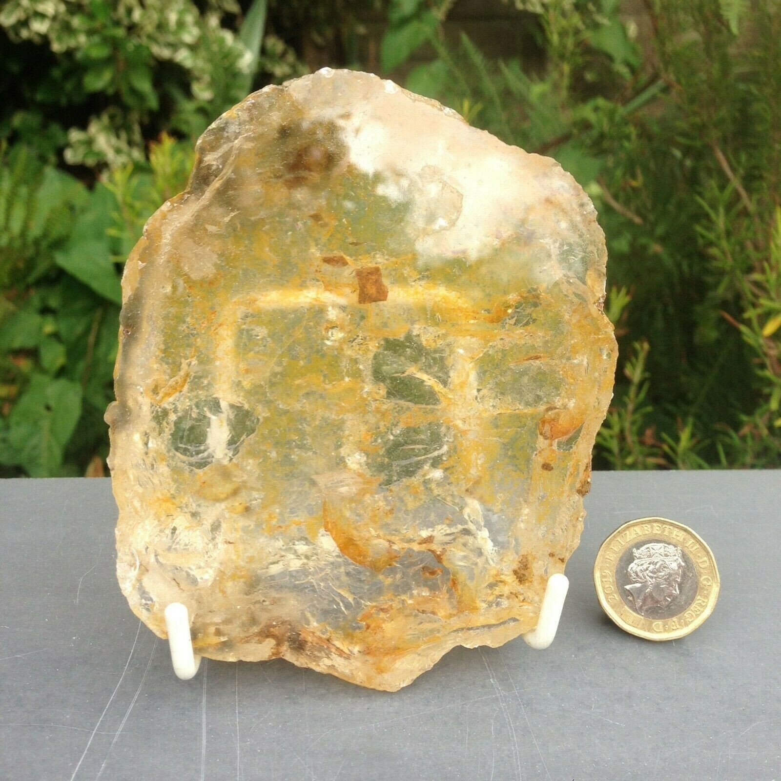 Clear Quartz Crystal Alluvial Rock Part Polished Pebble 322g 10×8.31×2.4cm