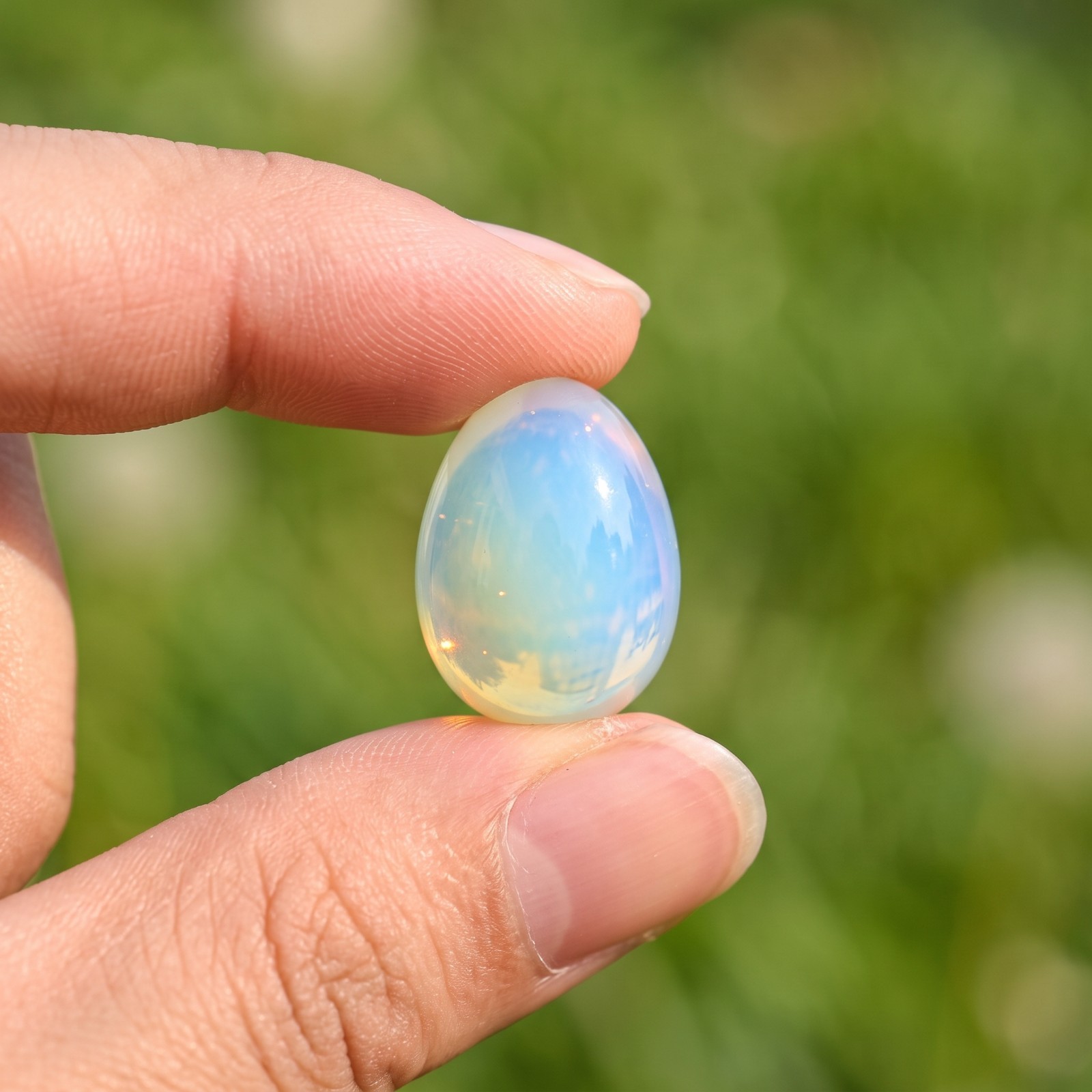 Natural Opalite Mini Egg Tumbled Stone Polished Palm Worry Stone Chakra Healing