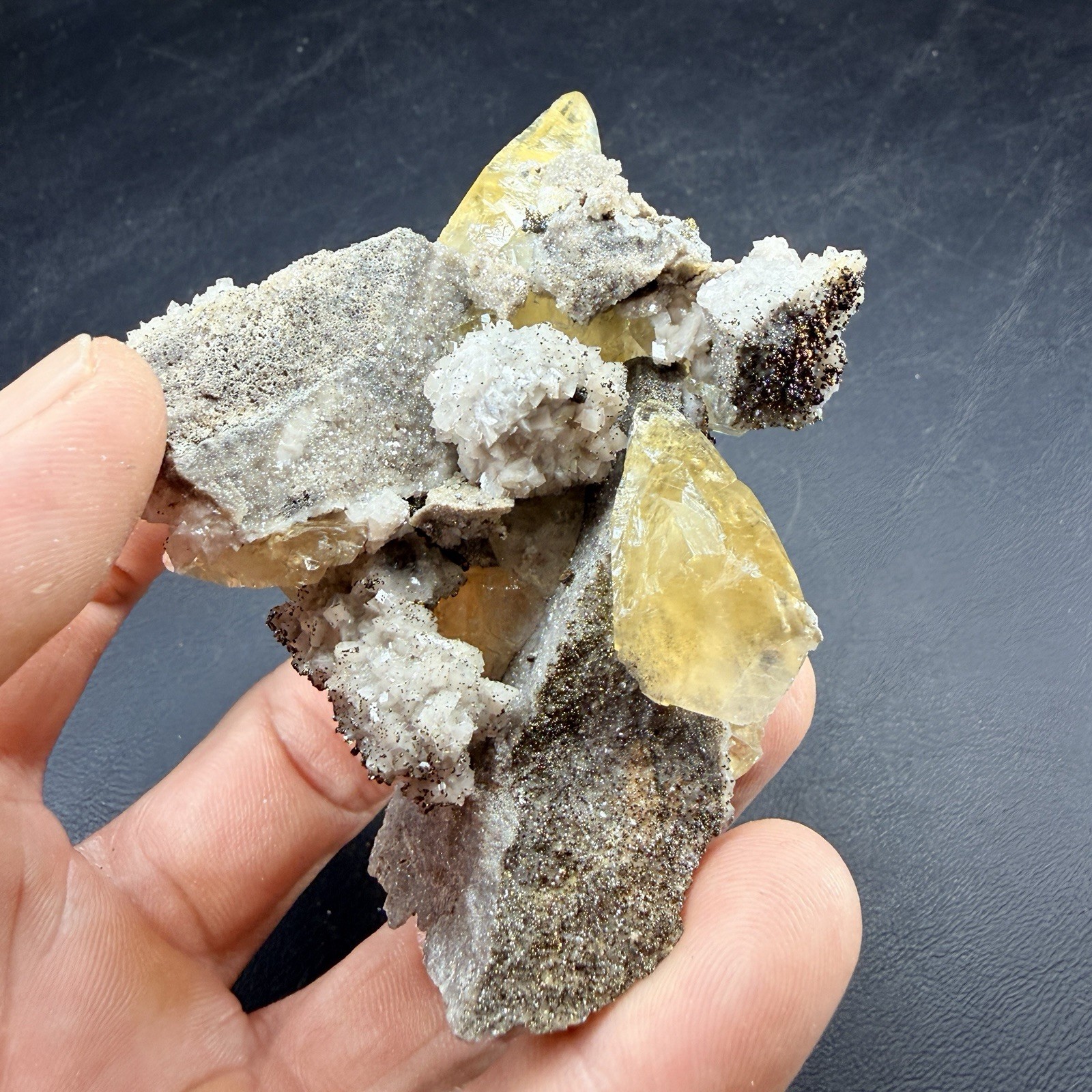 Golden Calcite Chalcopyrite Dolomite Crystal Combo / Sweetwater Mine *Video*