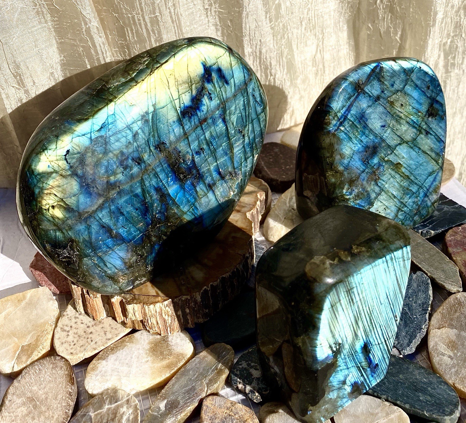 Wholesale Lot 3-5 Pcs Natural Labradorite Freeform Crystal 7.8-8 Lbs