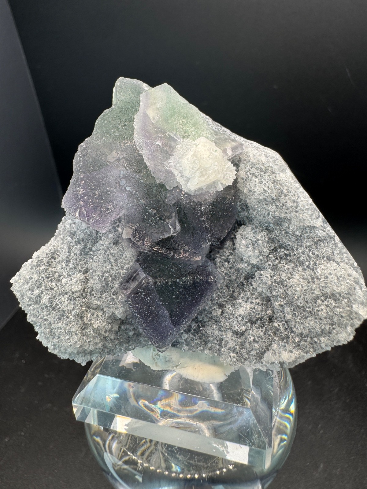 6470 Purple Green Sugar Octahedral Fluorite with Calcite Fu Jian 100g