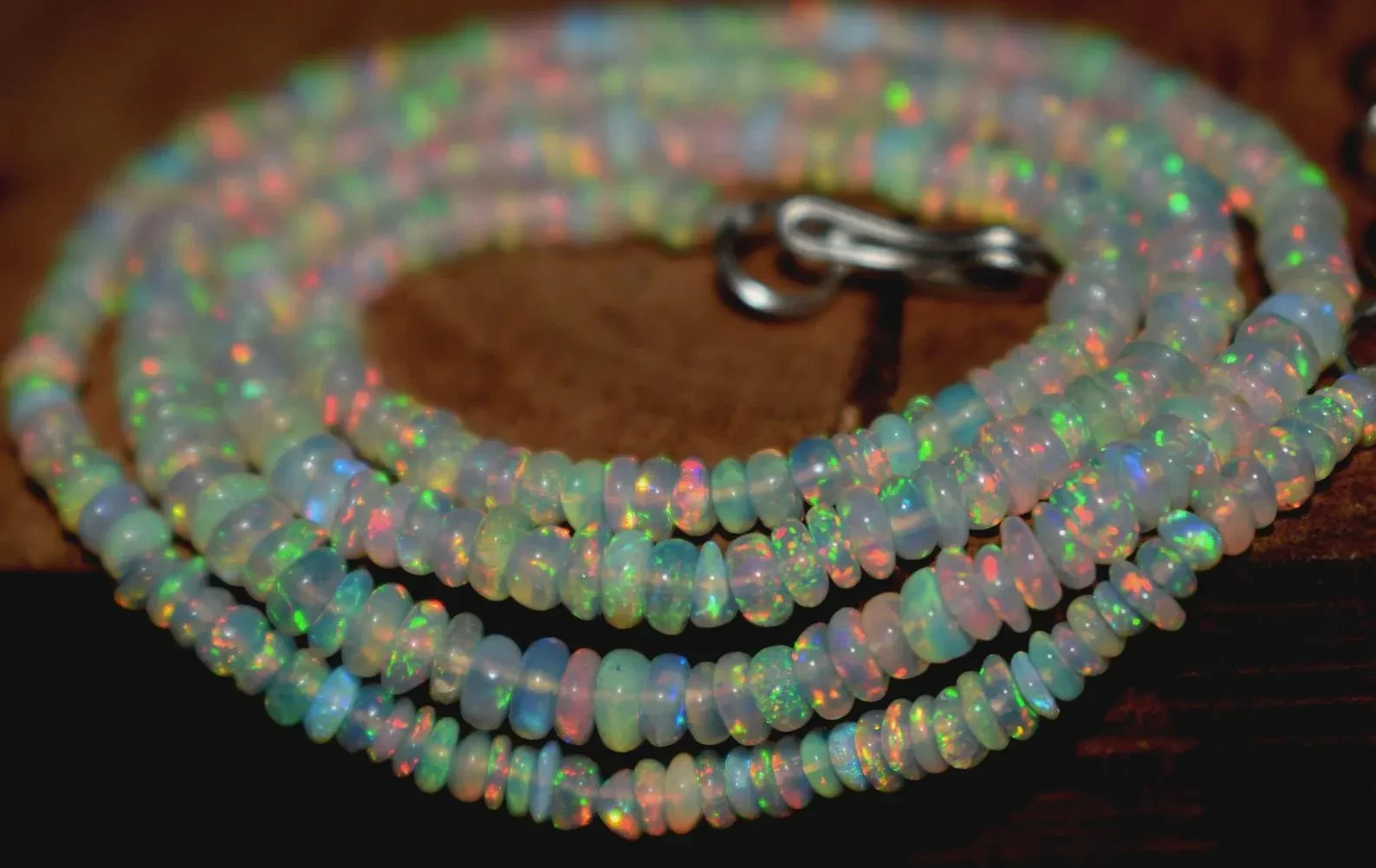 Natural Ethiopian Opal Rondelle Beads, Multi Fire Gemstone (3-5.5 MM) 16”