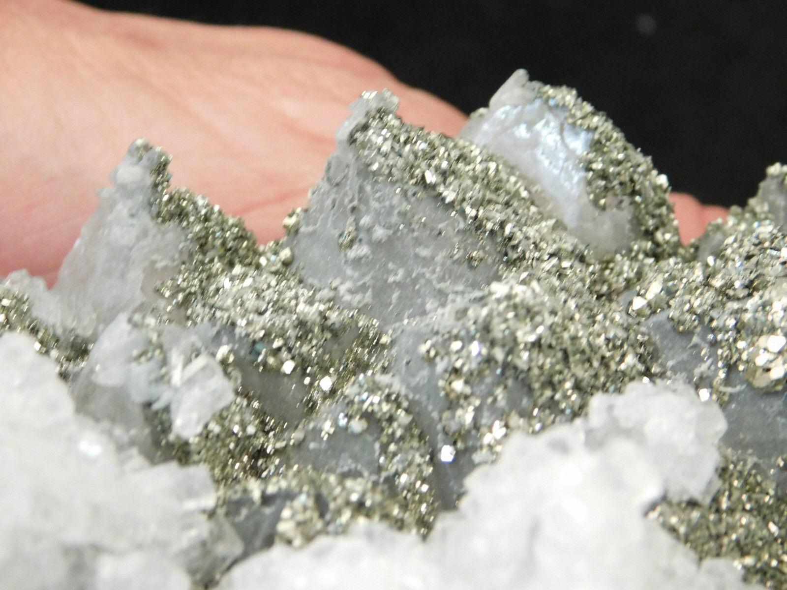 BIG! Pyrite Crystal Cluster on DOGTOOTH Calcite Crystals! From Mexico 1202gr