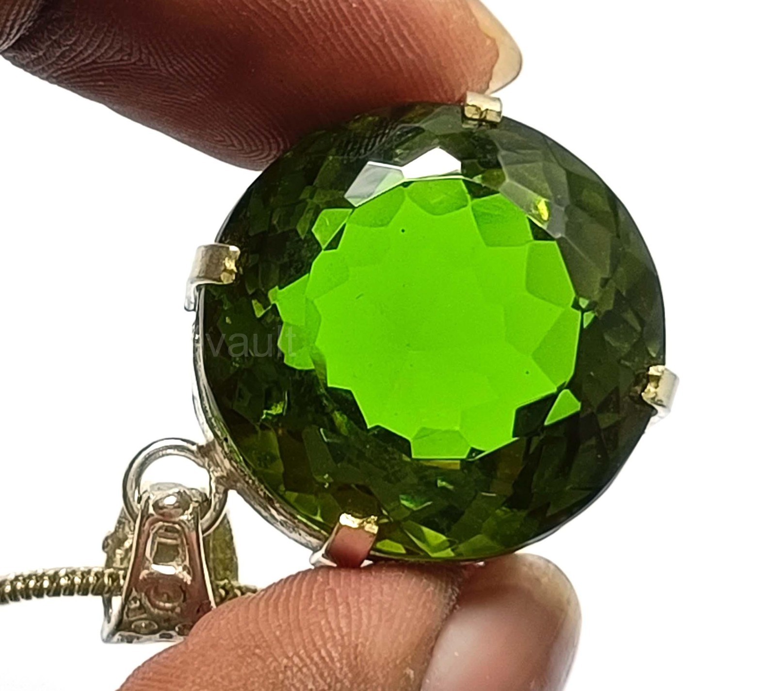 Certified 73.35Ct Alexandrite Pendant Colour Change 37x23mm Sterling Silver 5SDO