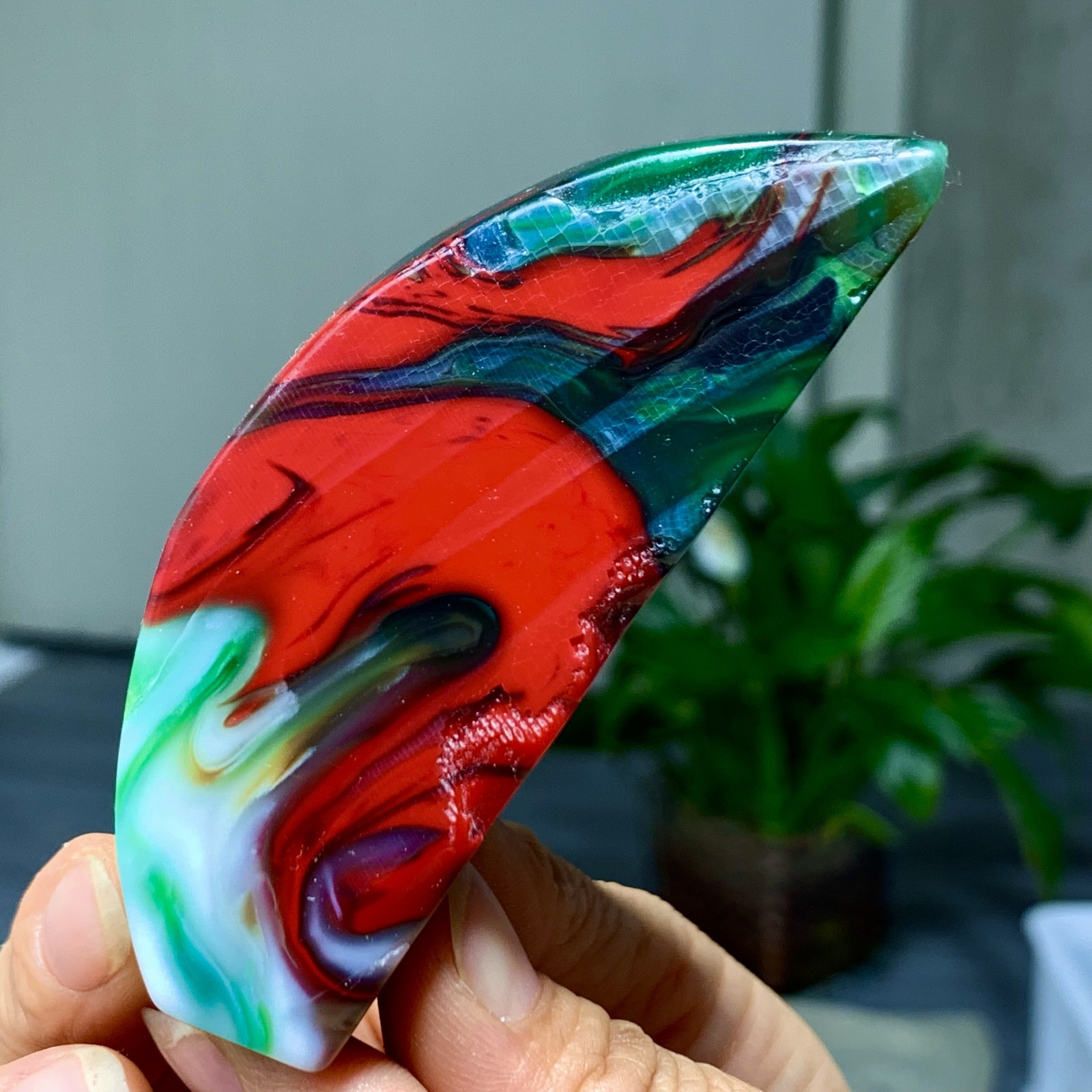 118G Natural NanHong Agate block multicolored Pattern Cabochon mineral Crystal-