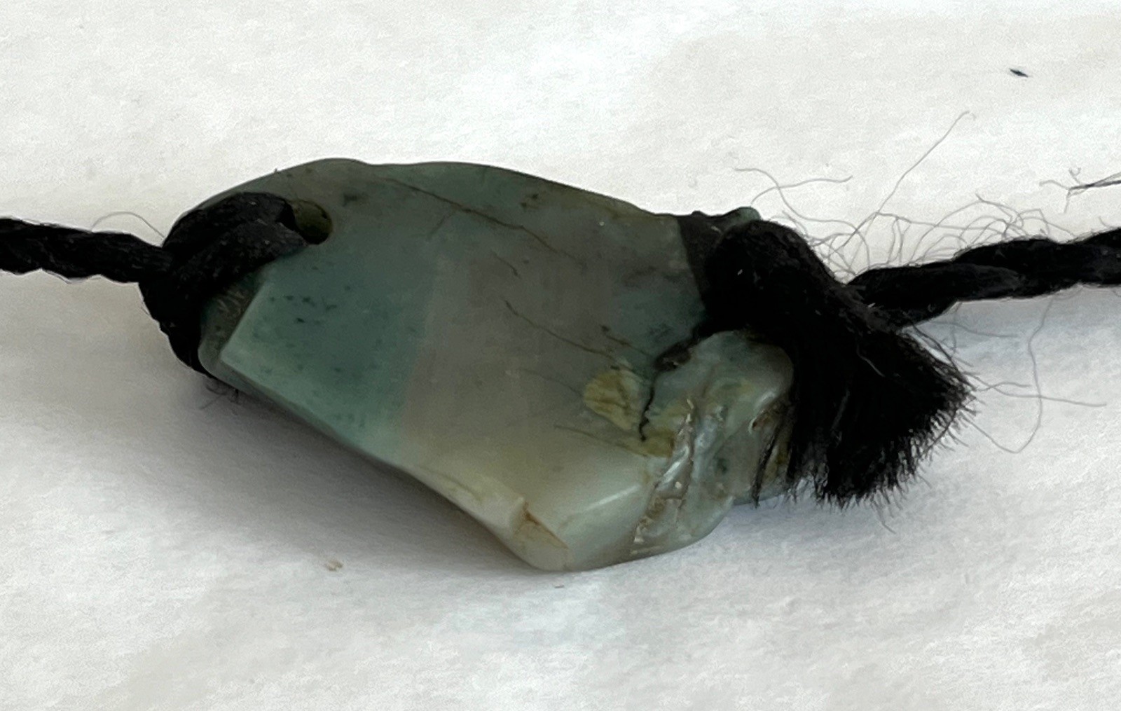 Green Chalcedony Palm Stone Pendant. Artisan Handmade Polished Crystal Healing