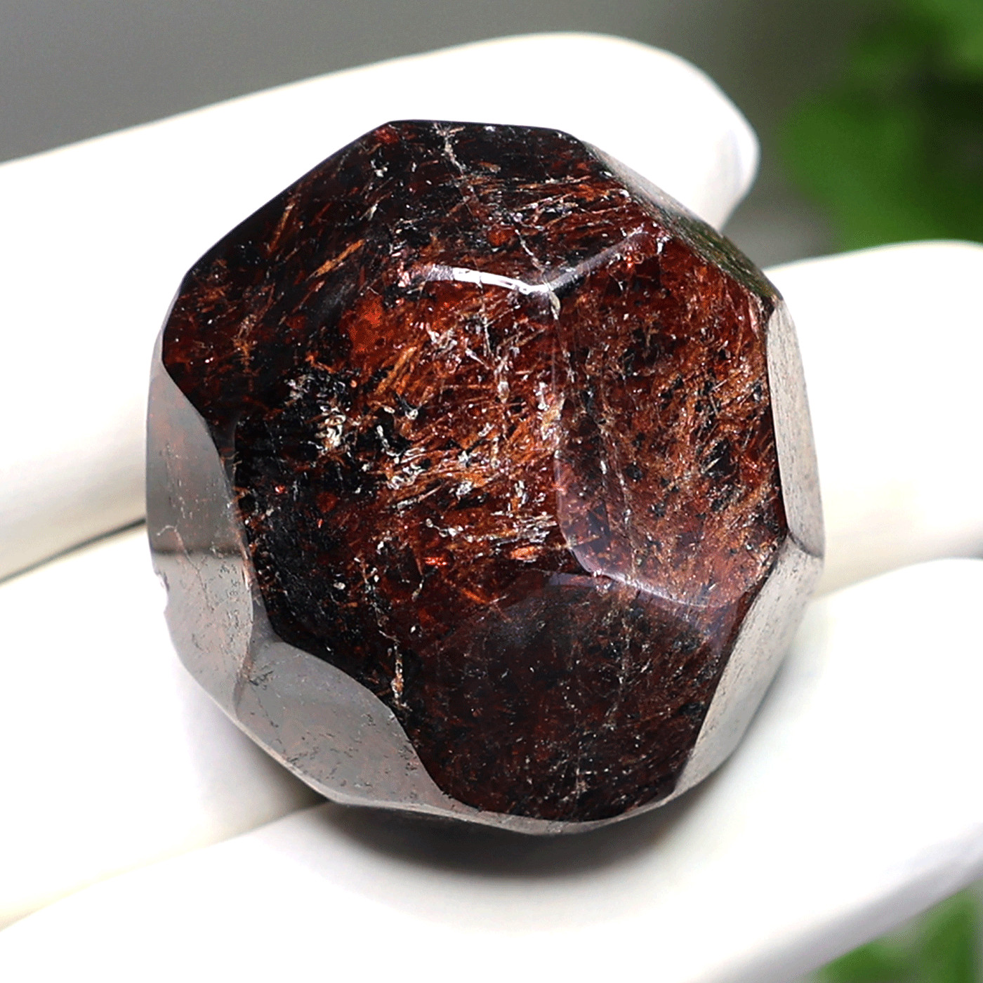 Earth’s Core~ 61g Natural Almandine Garnet Faceted Crystal Sphere Ball Specimen