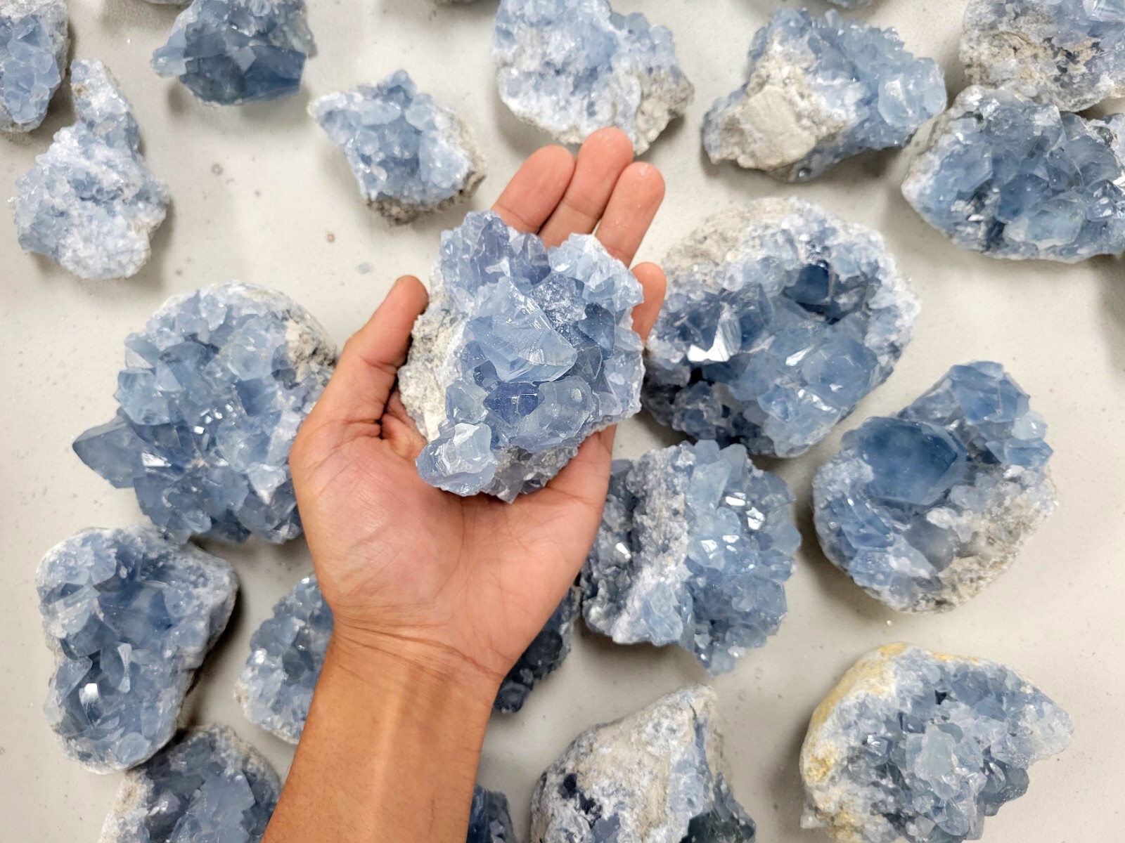 Raw Celestite Clusters Blue Healing Crystals Celestine Geodes from Madagascar