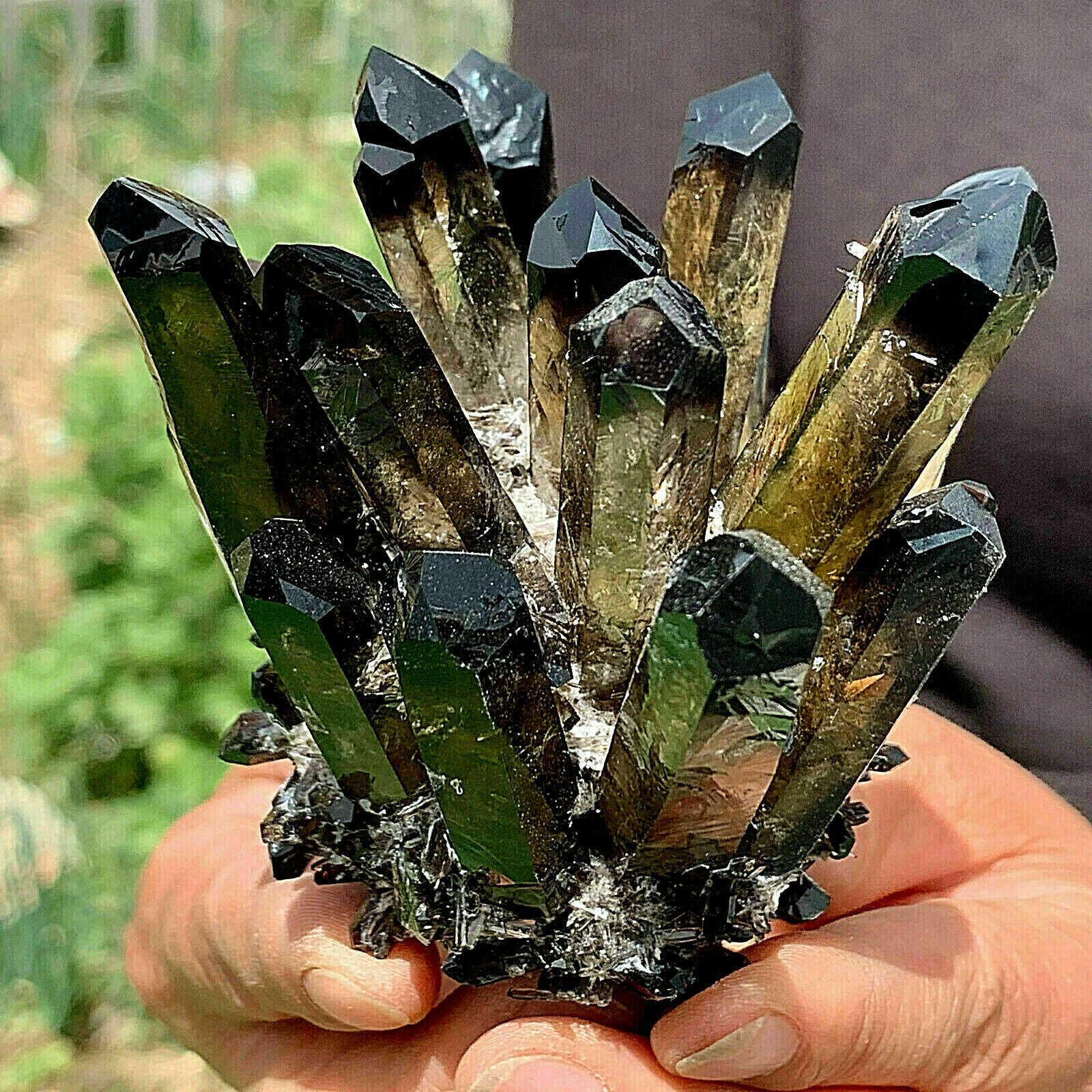 New Find black Phantom Quartz Crystal Cluster Mineral Specimen Healing 400g+ 1pc