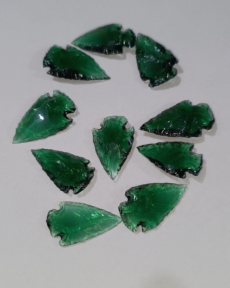 Green Obsidian Arrowhead 1-1.25″ – Stone Arrowhead Decor -Healing Crystals Blade