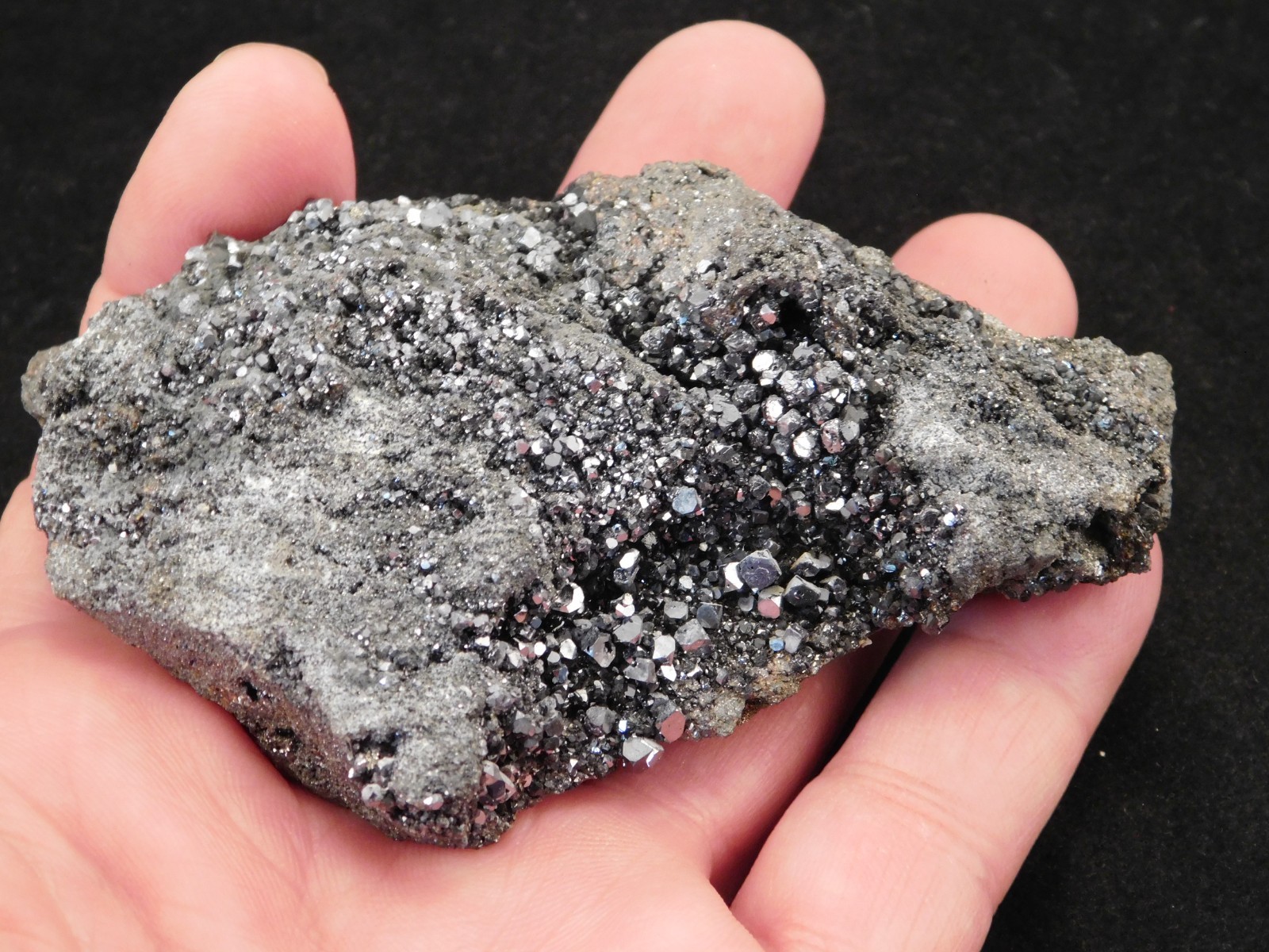 Larger RHOMBIC GALENA Crystal Cluster with Druzy Pyrite 100% Natural Peru 233gr
