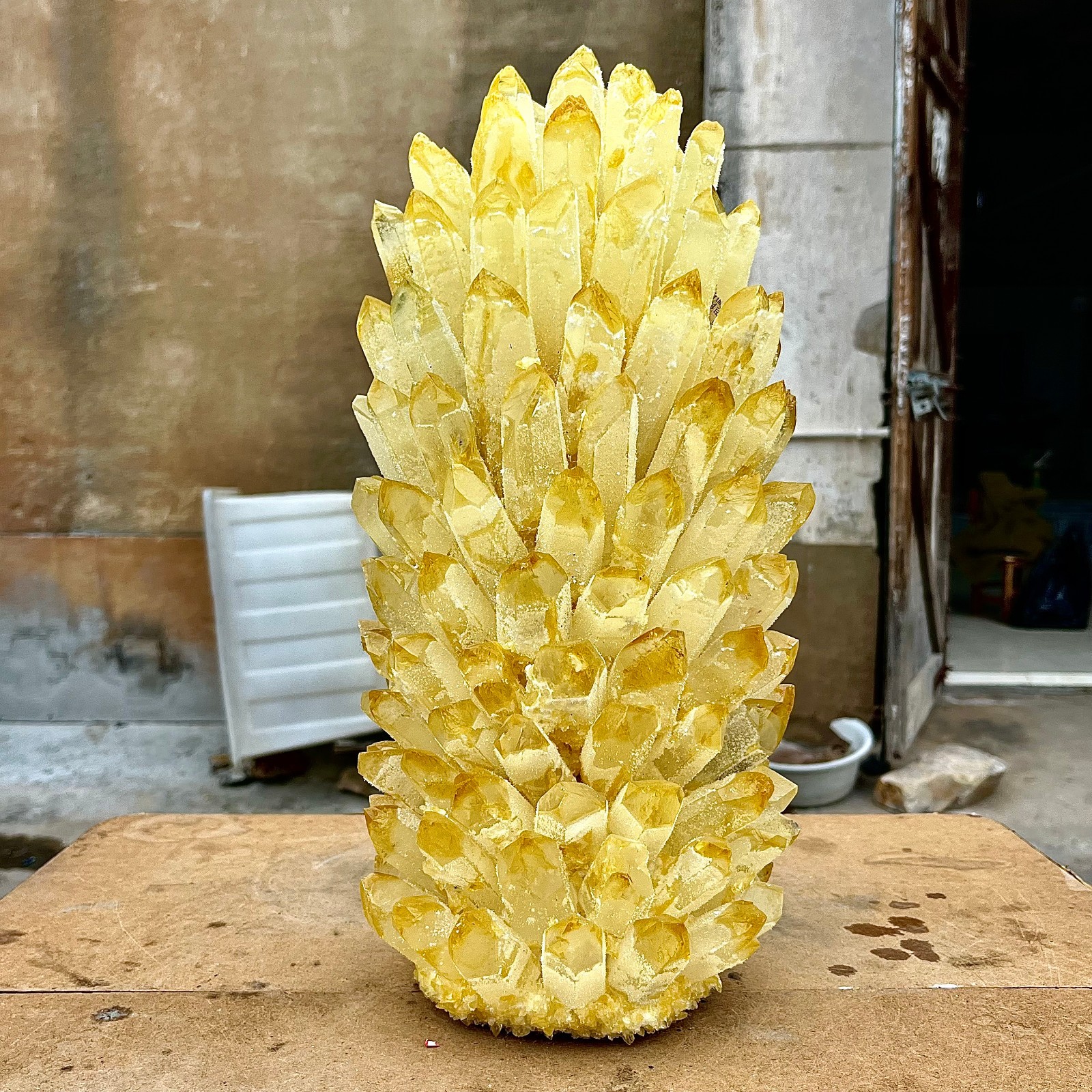 29.48LB Yellow Ghost Phantom Crystal Cluster Flower Raw Crystal Heal Quartz Deco