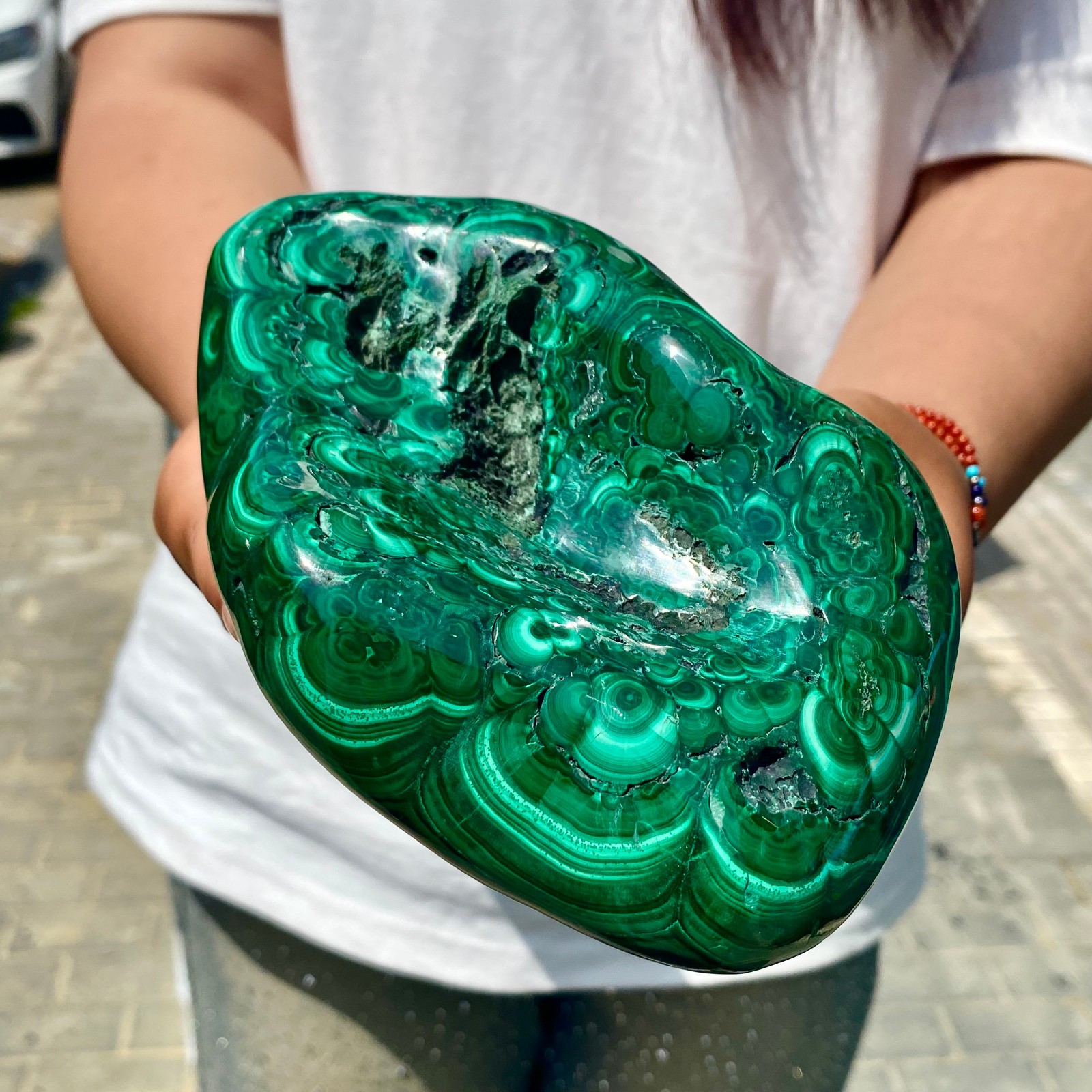 3.43LB Natural glossy Malachite transparent cluster rough mineral sample