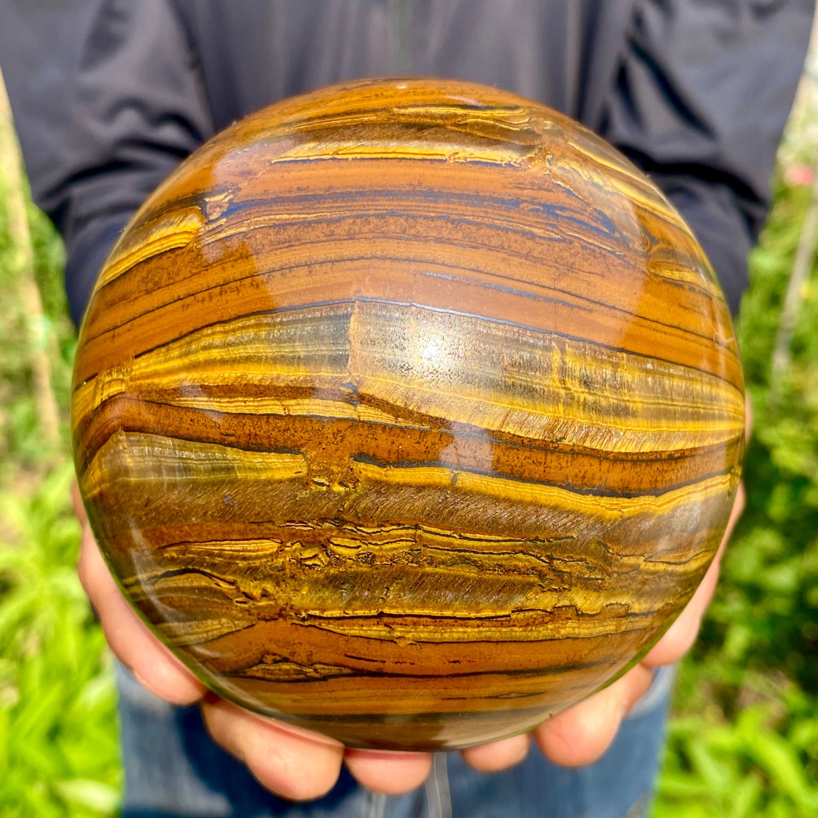 3.61LB Natural Tiger Eye Stone Crystal Ball Quartz Healing Sphere Décor