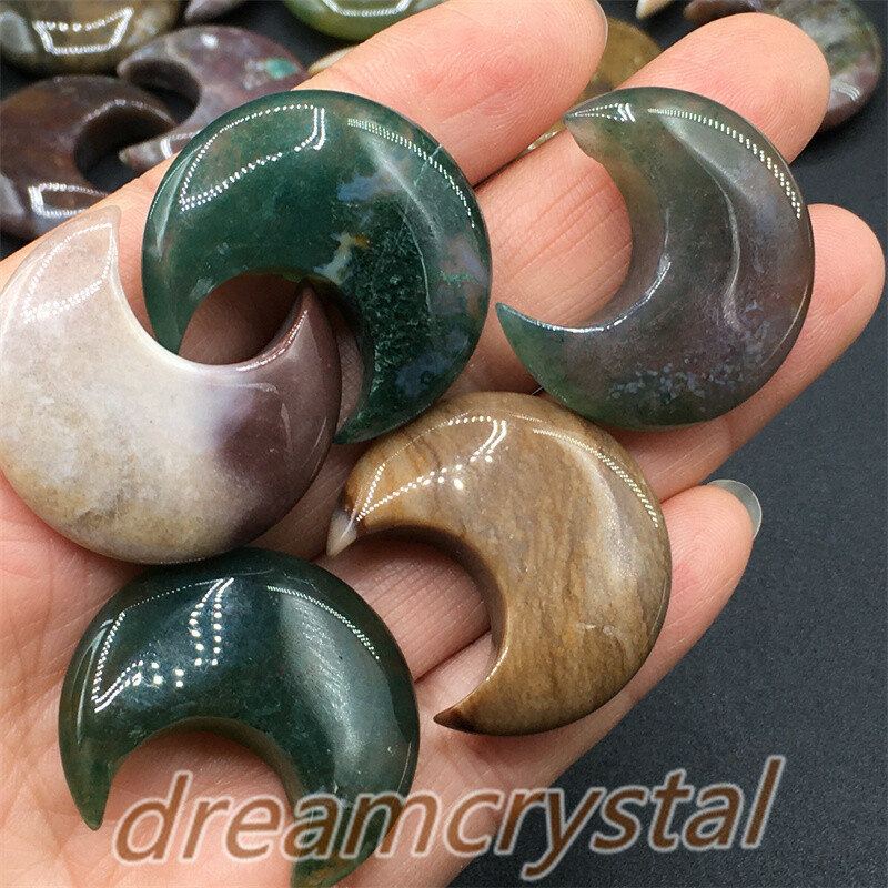 100pcs Natural ocean jasper moon Carved Quartz Crystal Skull Gift 28mm-wholesale