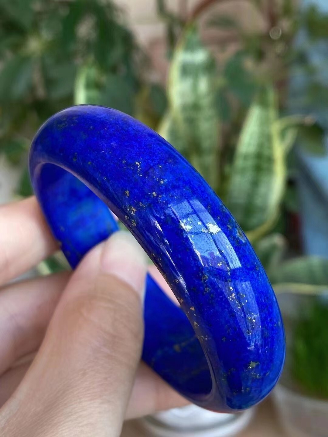 Natural Blue Lapis Lazuli Gemstone Crystal Woman BangleA AAA Inner Diameter 60mm