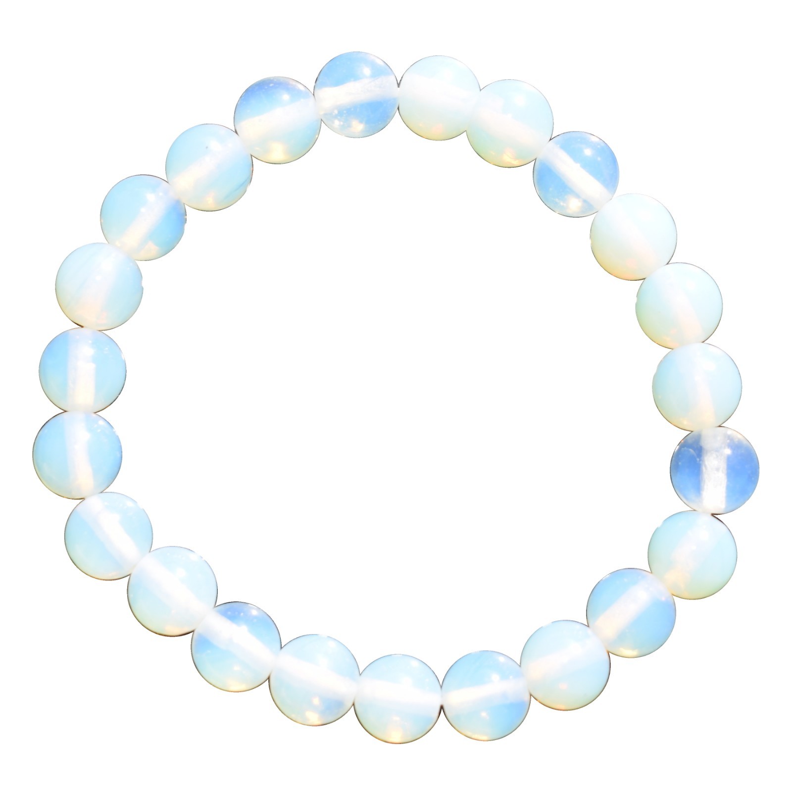 CHARGED Radiant Opalite Crystal 8mm Stretchy Bracelet + Baby Selenite Heart